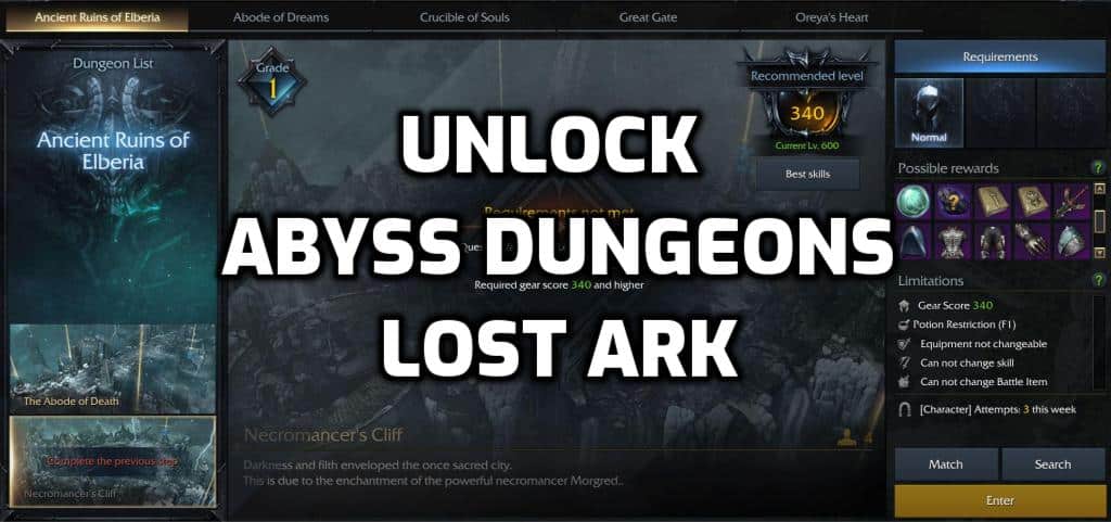 abyss dungeon unlock lost ark