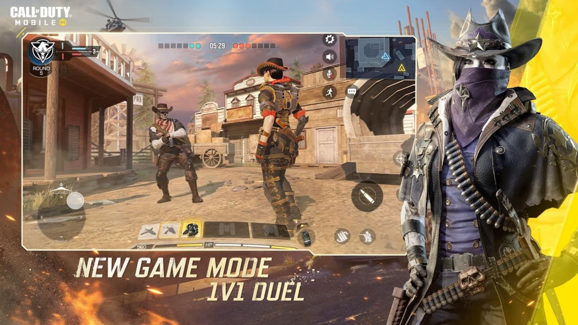 Key Call of Duty: Mobile art showing the private match 1v1 Duel mode.