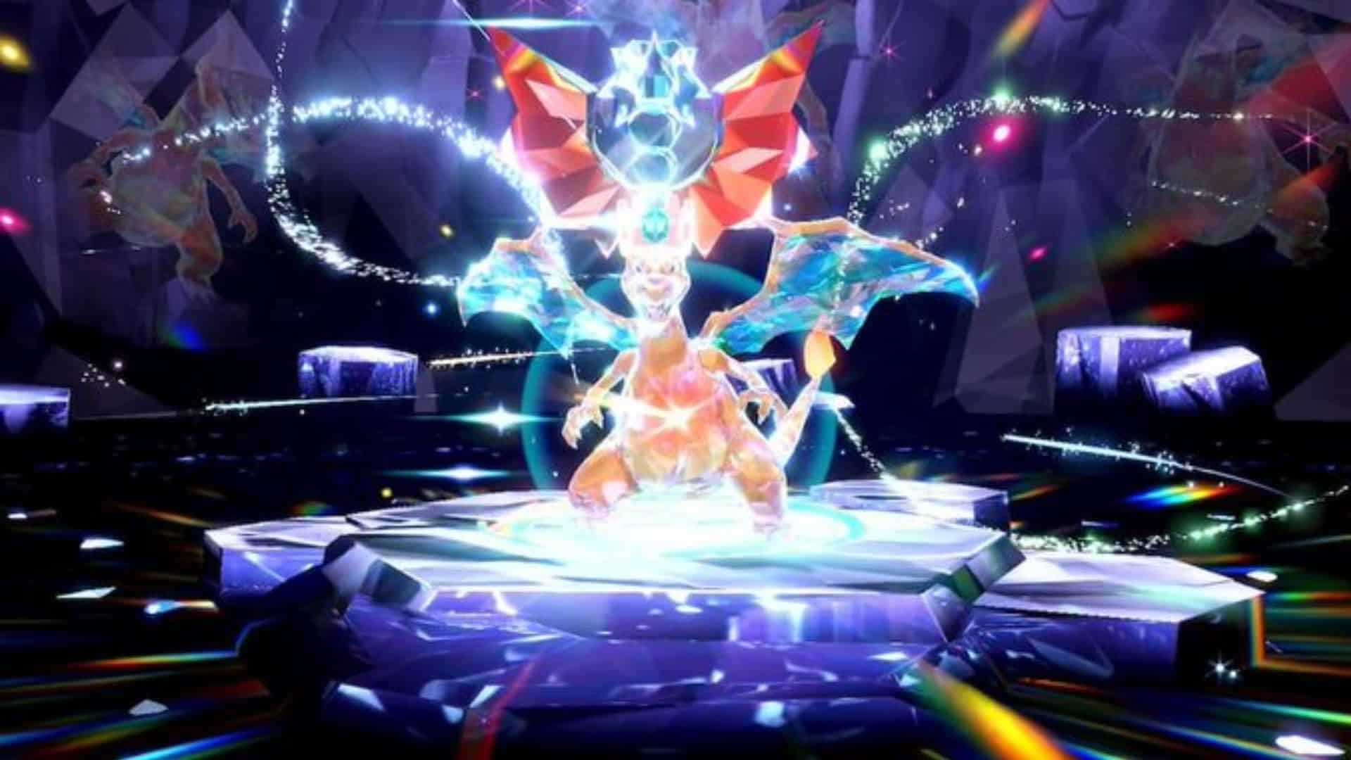 Charizard in a Black Crystal Tera Raid Battle Event