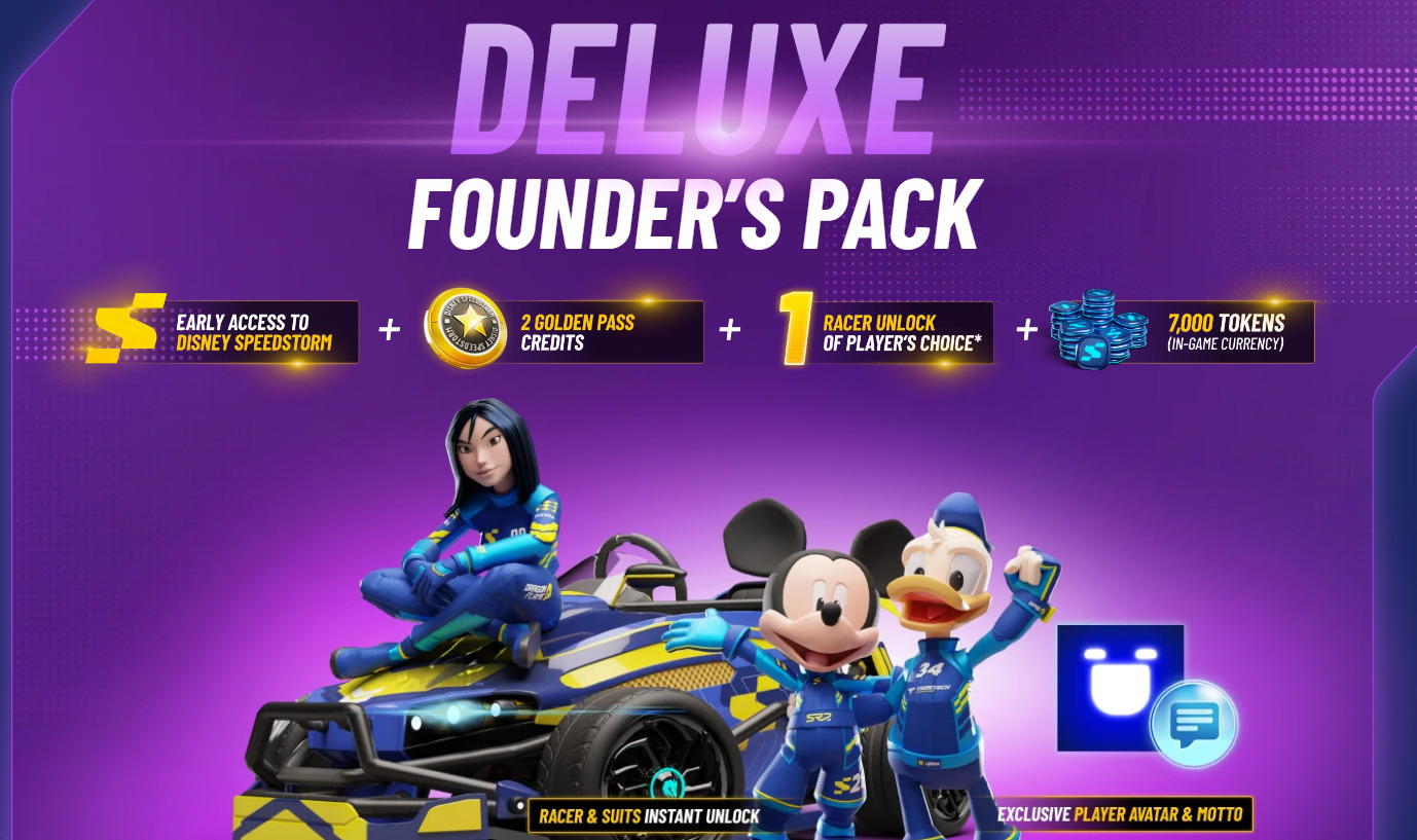 The deluxe founders pack for Disney Speedstorm