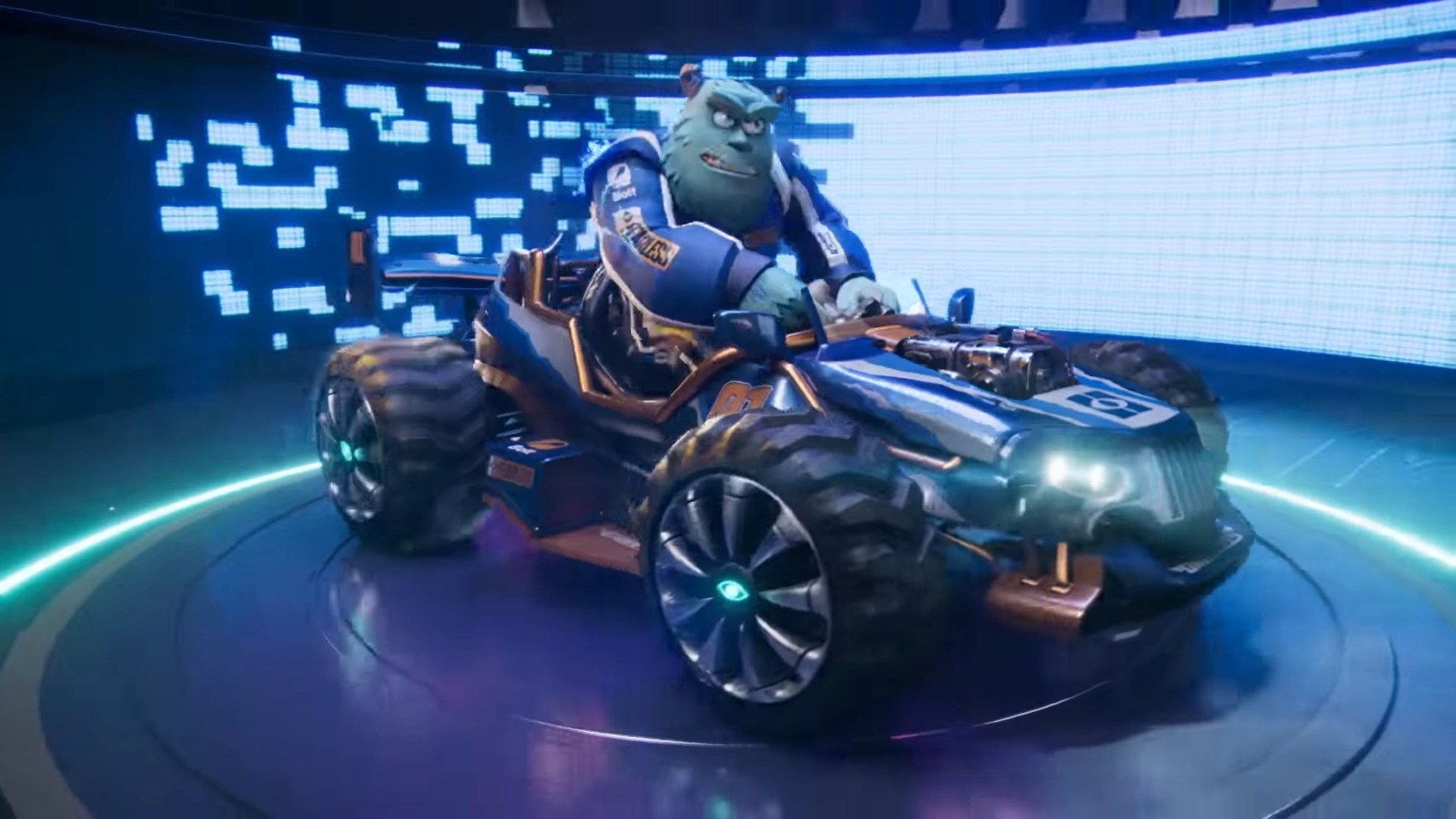 Sully inside buggy-type car in Disney Speedstorm