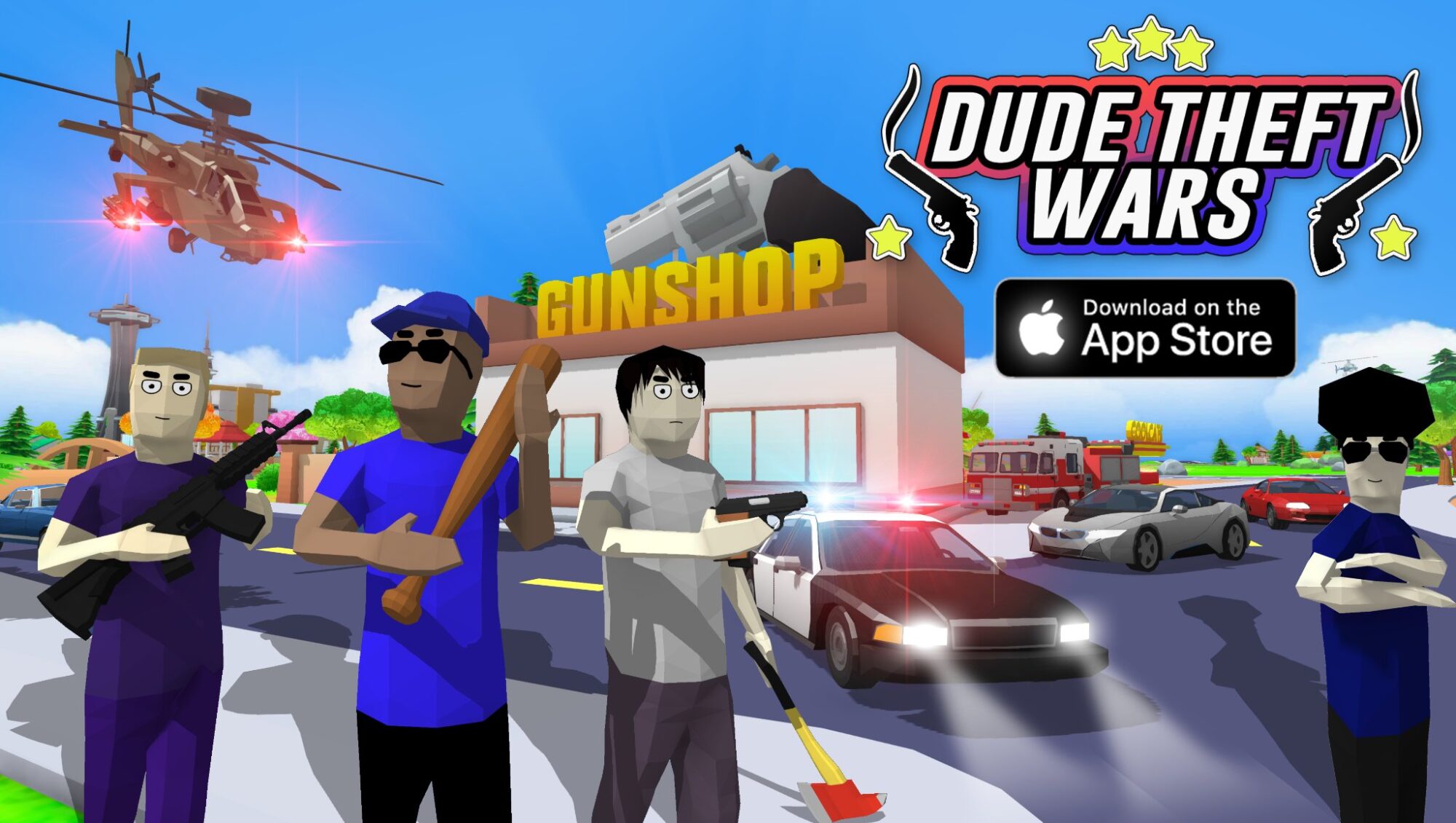 App Store promo art for Dude Theft Wars