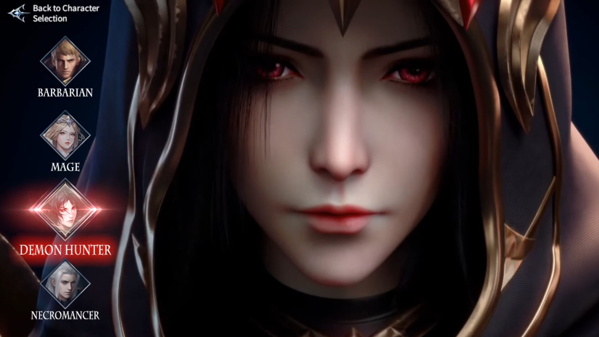 Brunette with red eyes in Immortal Awakening