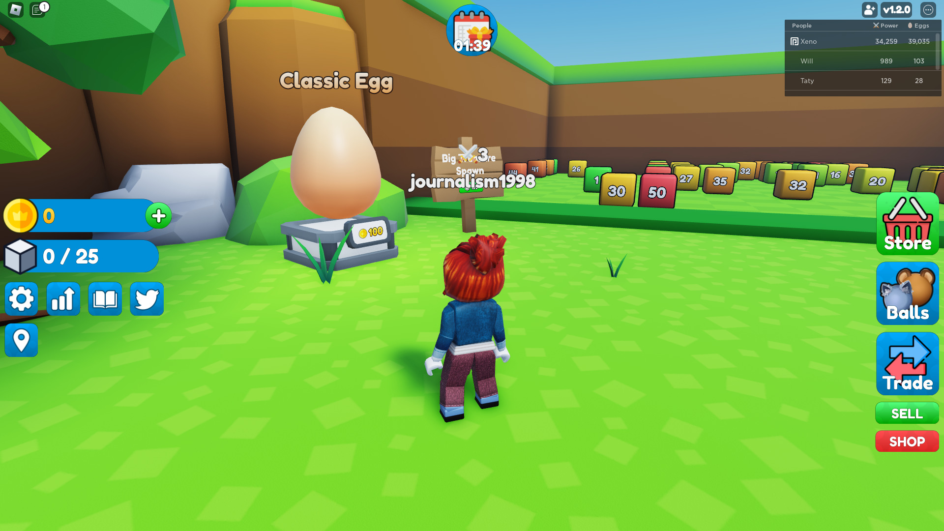 Red haired character in Sling stood in front of an egg