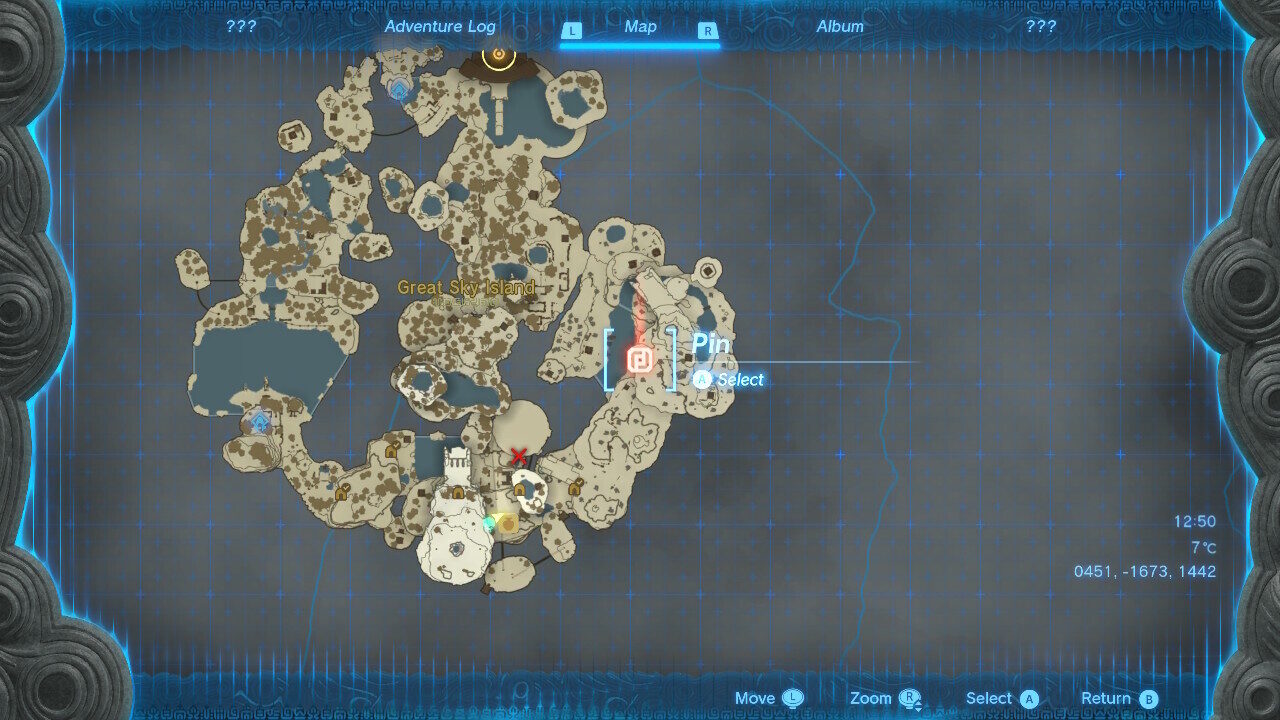 Tears of the Kingdom third shrine map on Great Sky Island