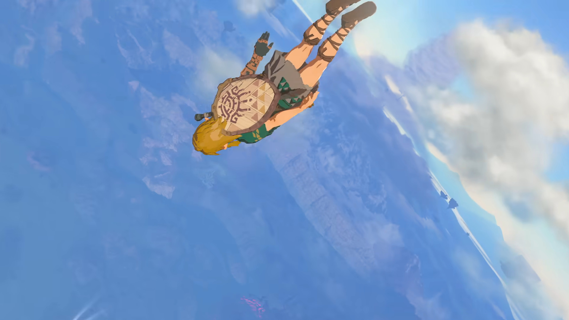 Link diving towards the ground