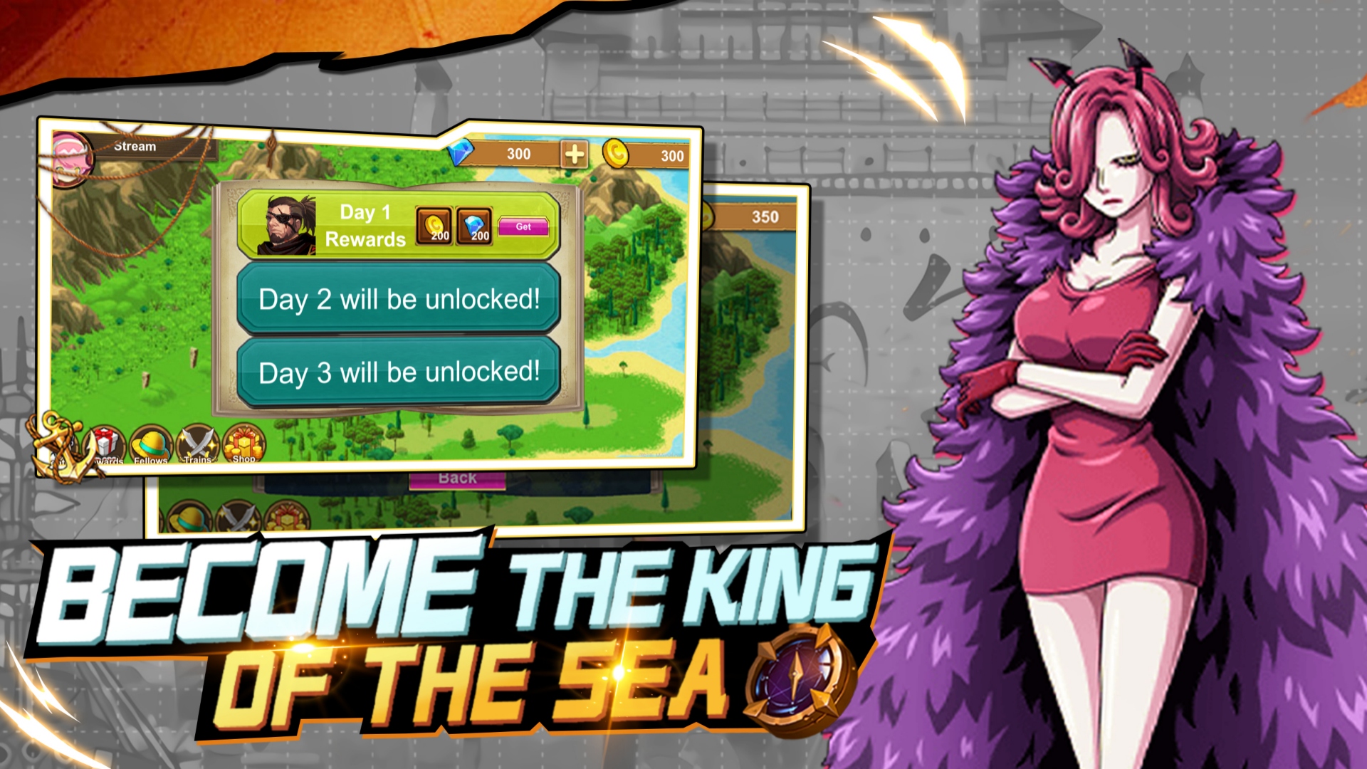 Age of Naval promo image saying "become the king of the sea"