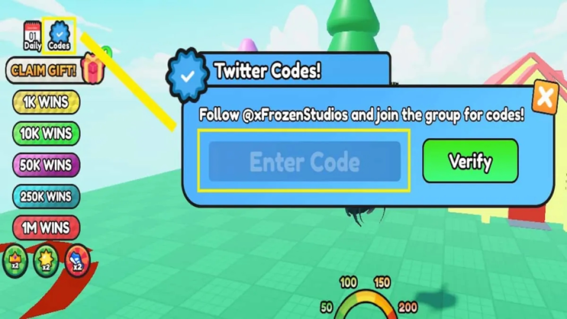 The interface for redeeming codes in Bee Race.