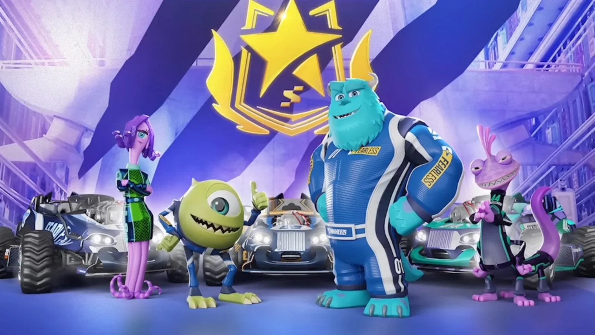 An image of the Monsters Inc. characters in Disney Speedstorm