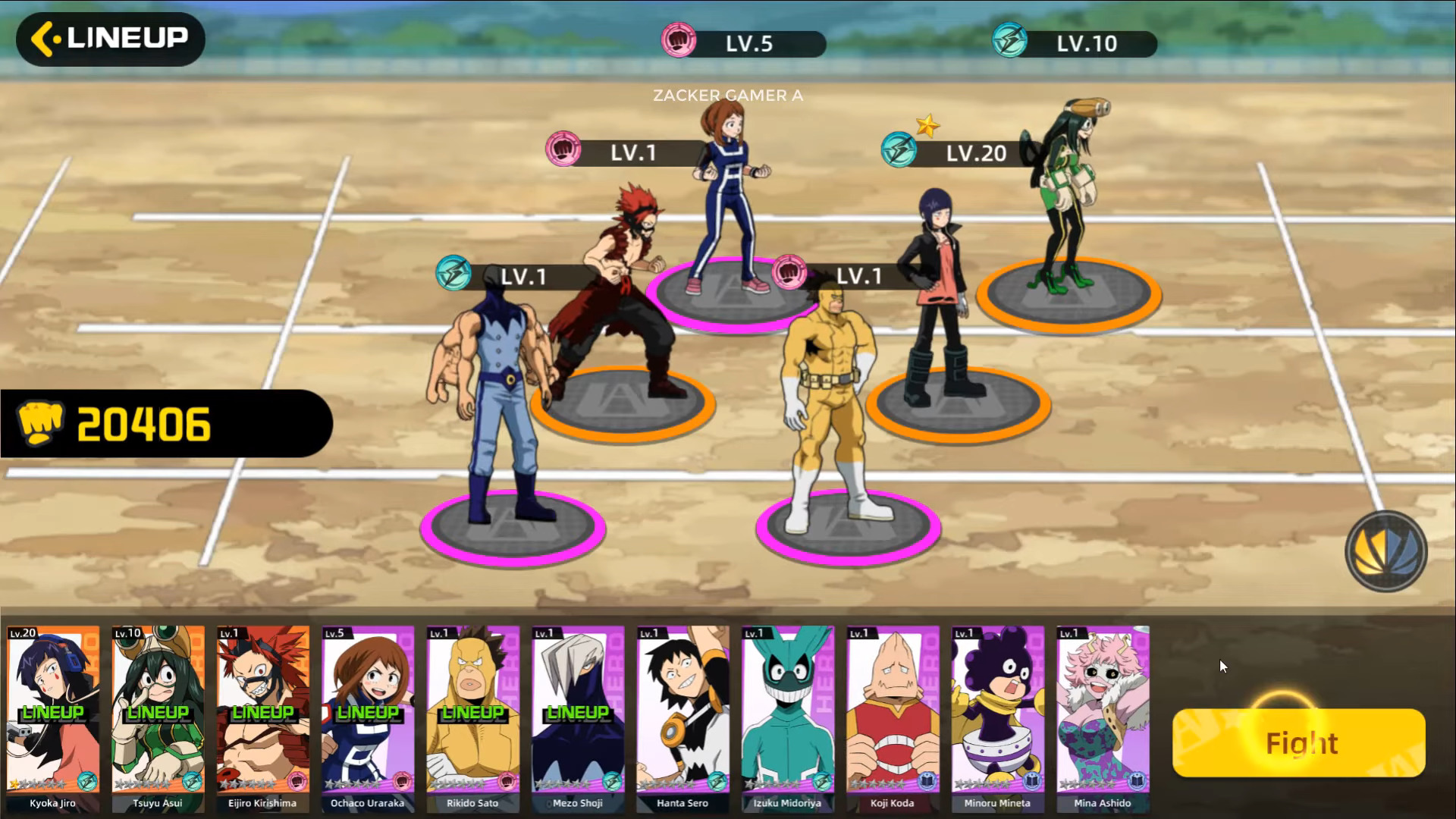 Characters battling it out in a gymnasium