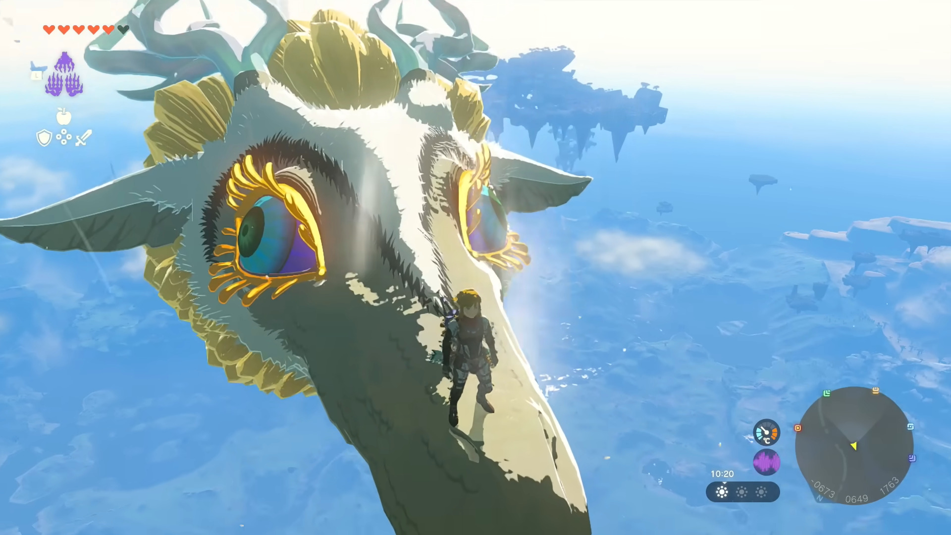 Link stood on the Light Dragon's face
