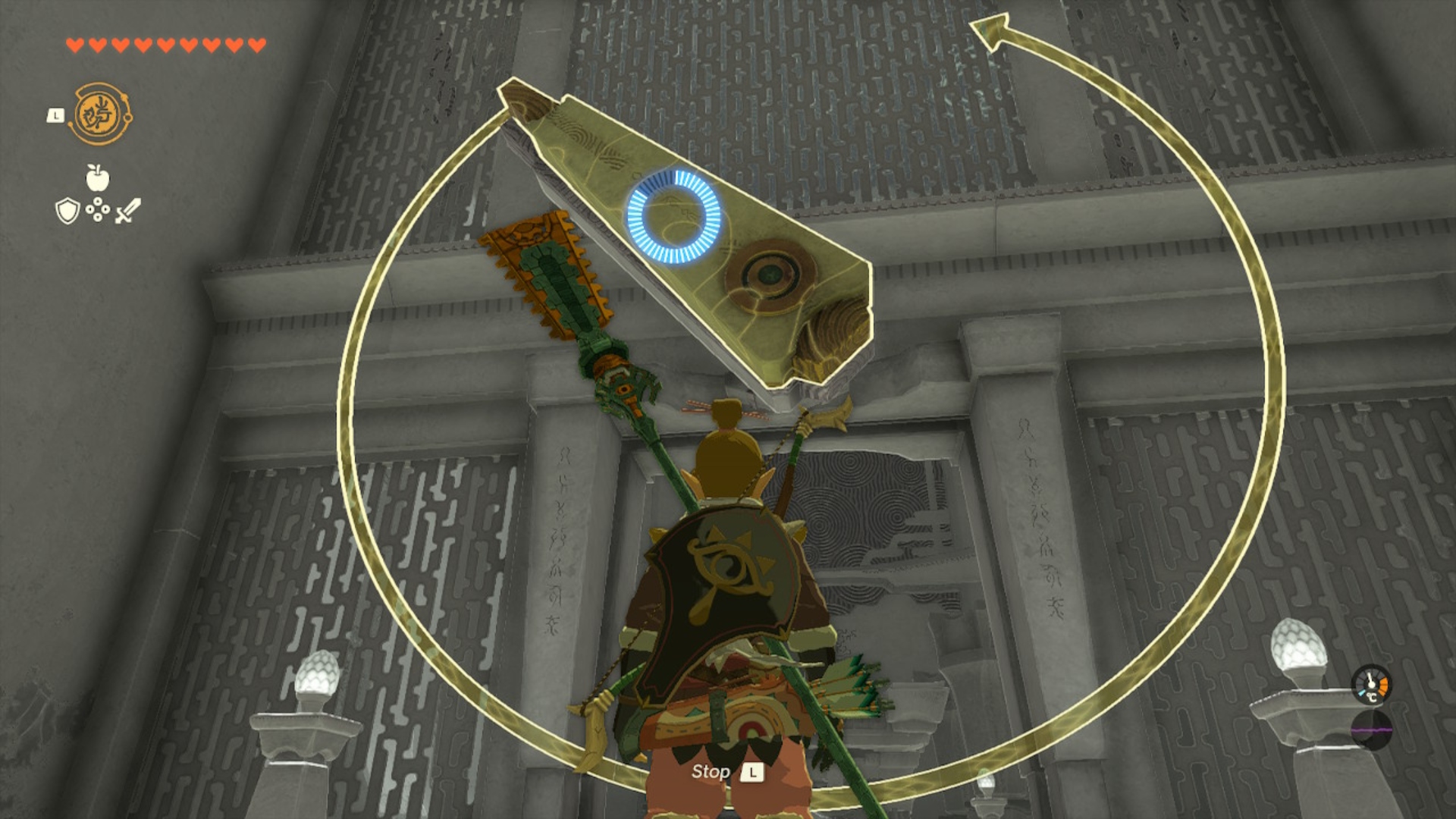 The clock puzzle in the Nachoyah Shrine in The Legend of Zelda: Tears of the Kingdom. 