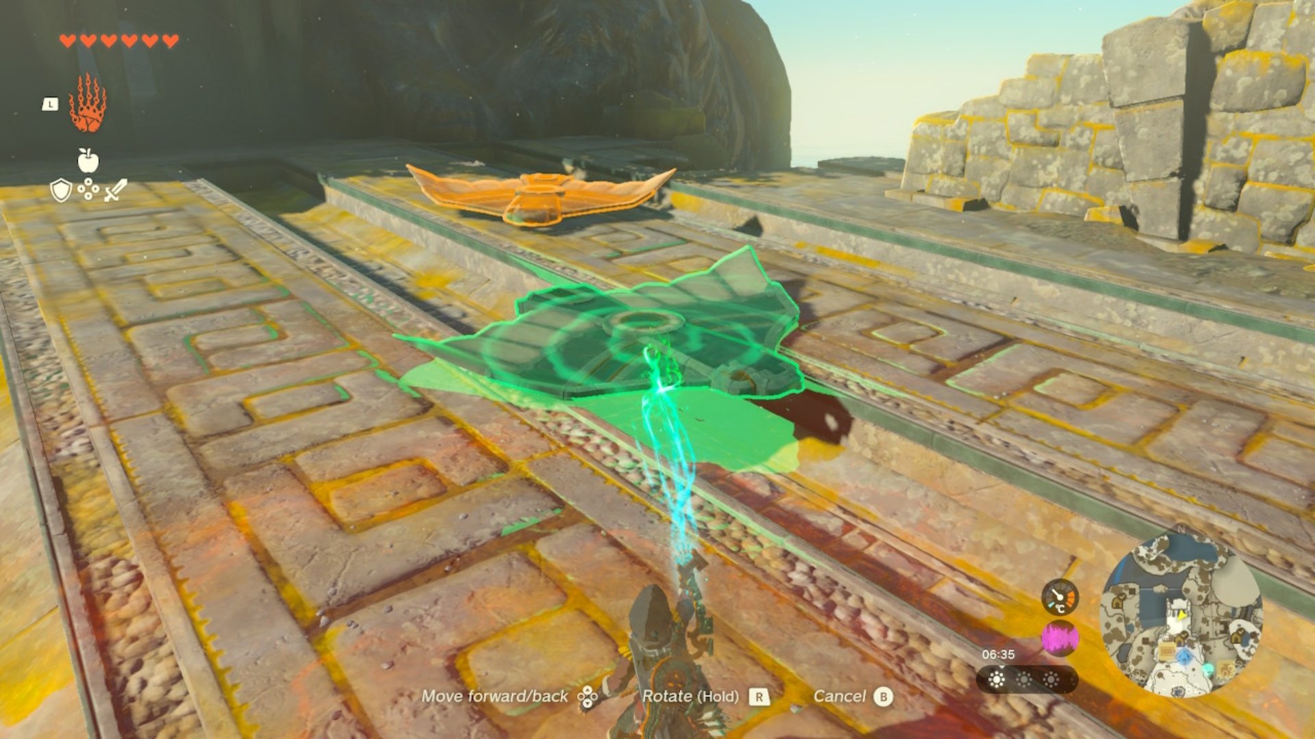 Link moving a Zonai wing glider in The Legend of Zelda: Tears of the Kingdom