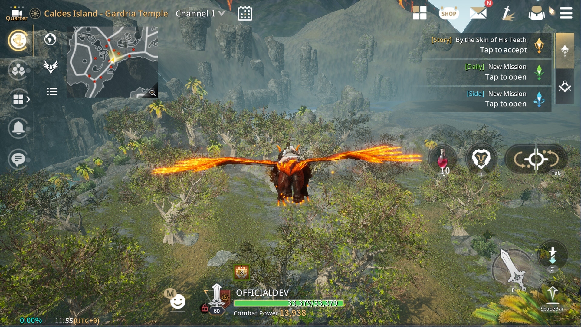 A player flying in Traha Global.