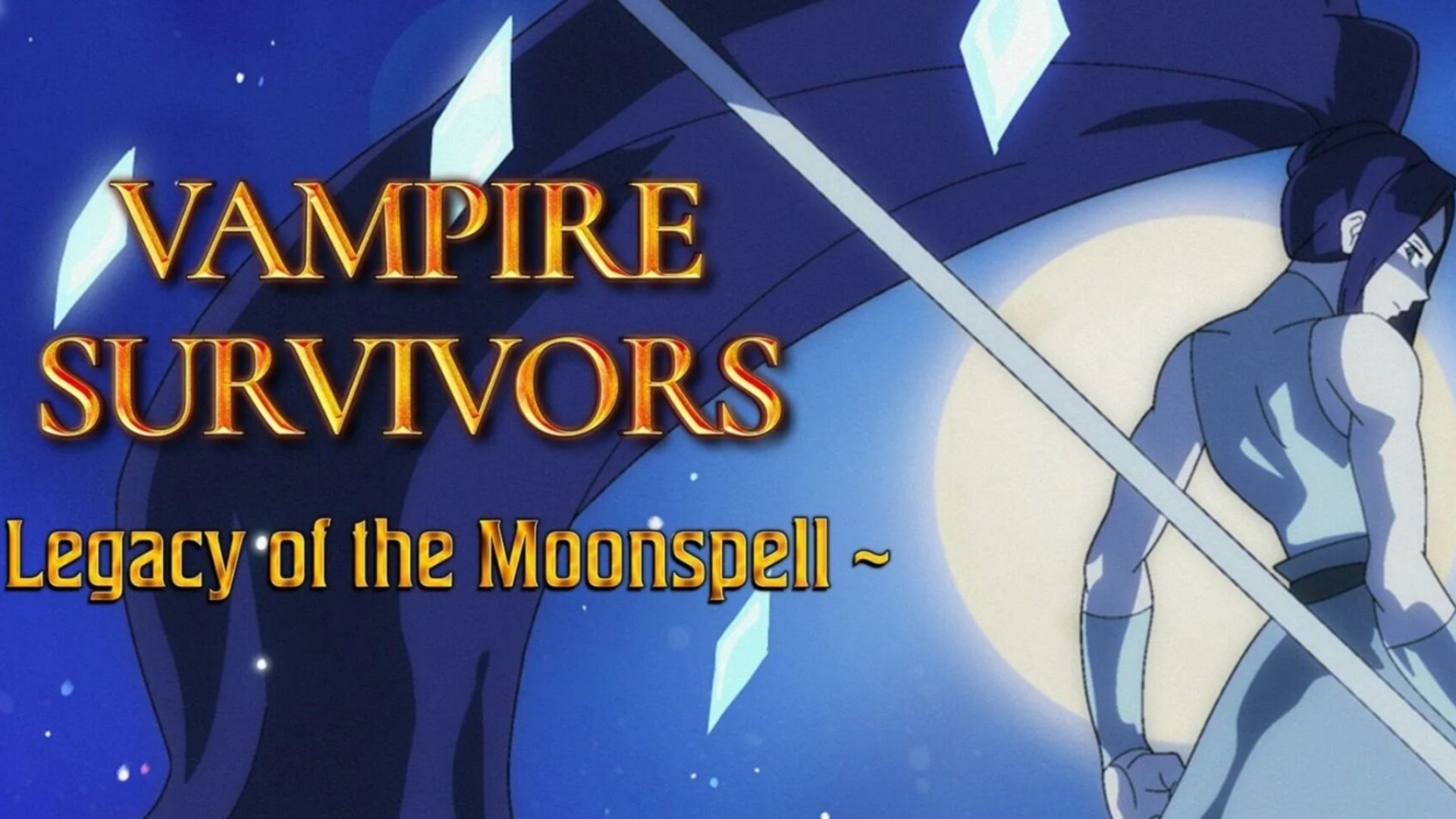 Vampire Survivors Legacy of the Moonspell art featuring a character holding a weapon.