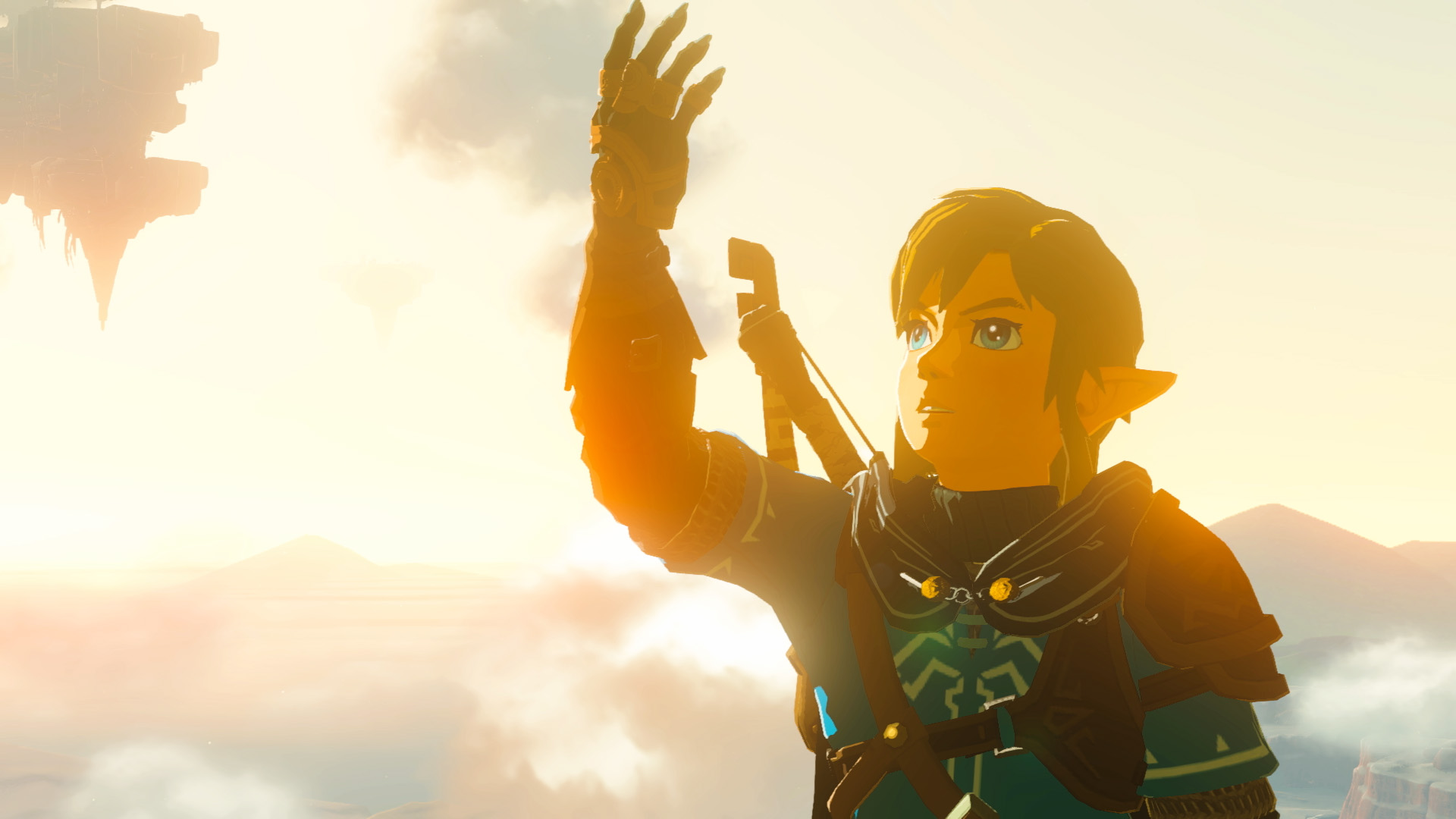 Link looking at his arm in Zelda Tears of the Kingdom