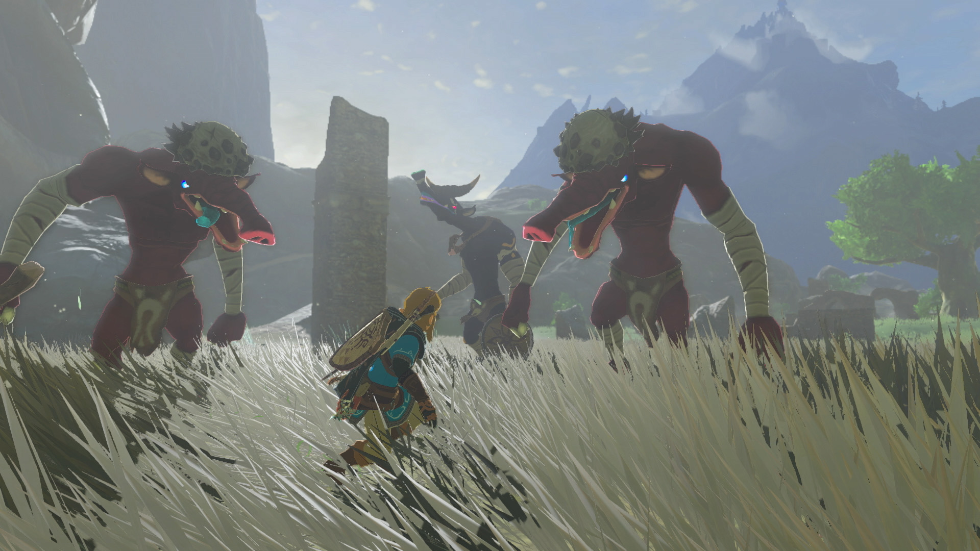 A group of enemies attacking Link in The Legend of Zelda: Tears of the Kingdom.