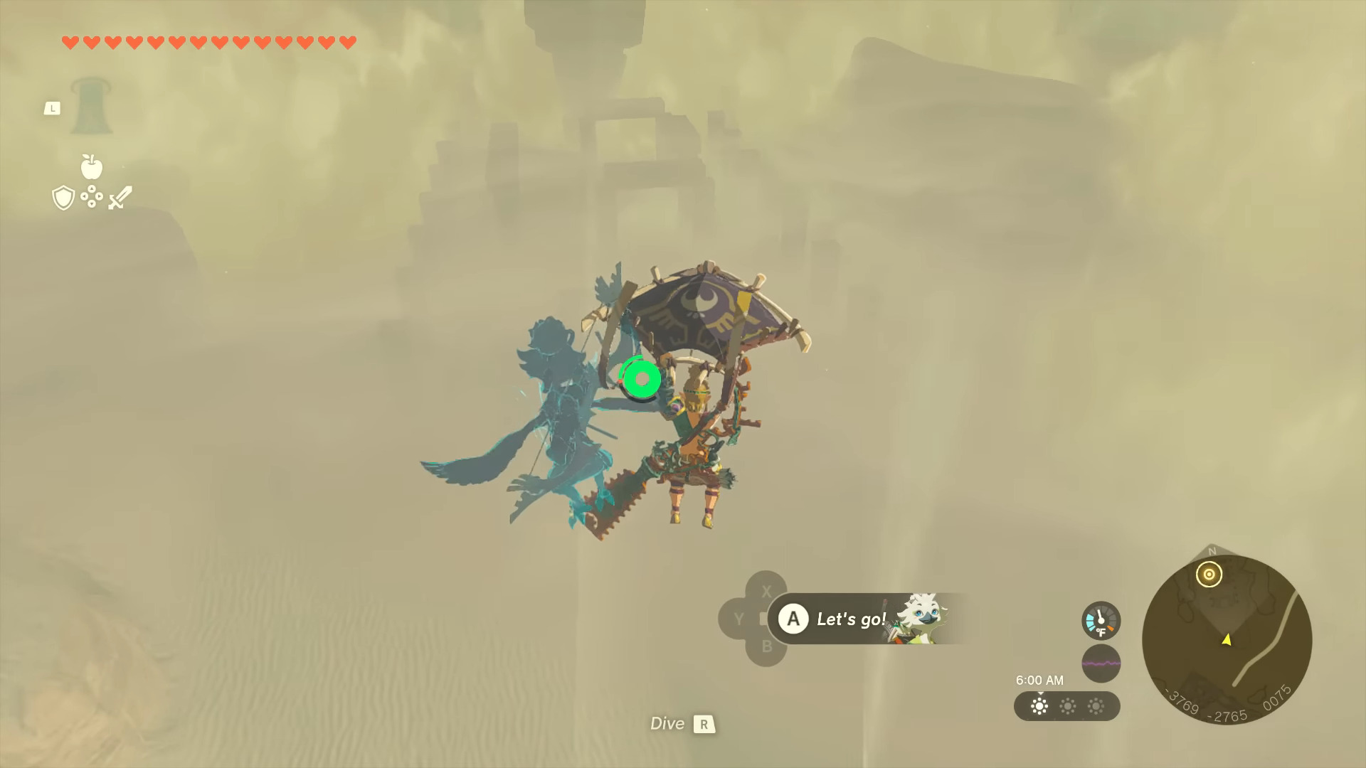 Link using his Paraglider in Gerudo Desert