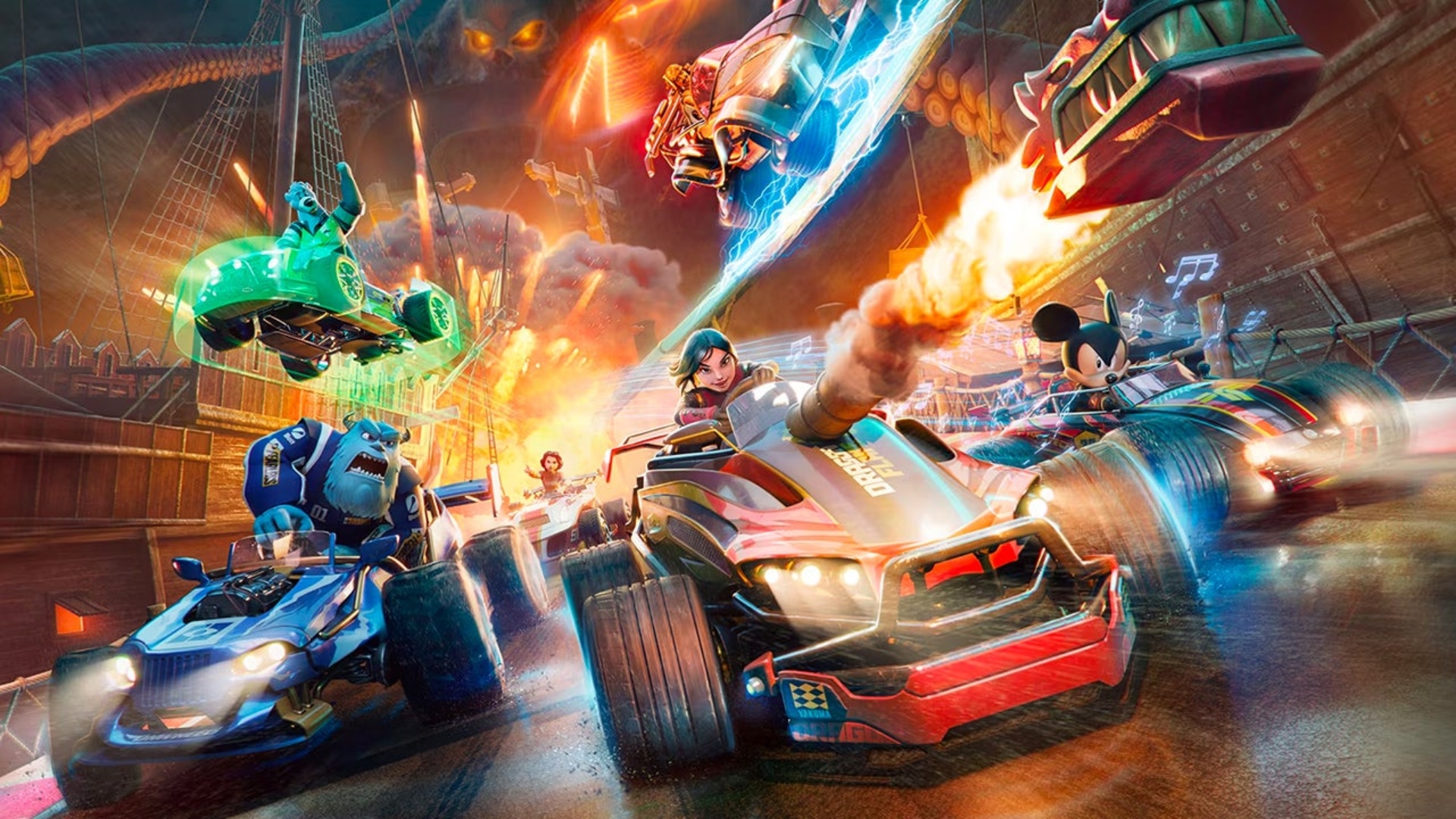 Racers facing off in Disney Speedstorm.