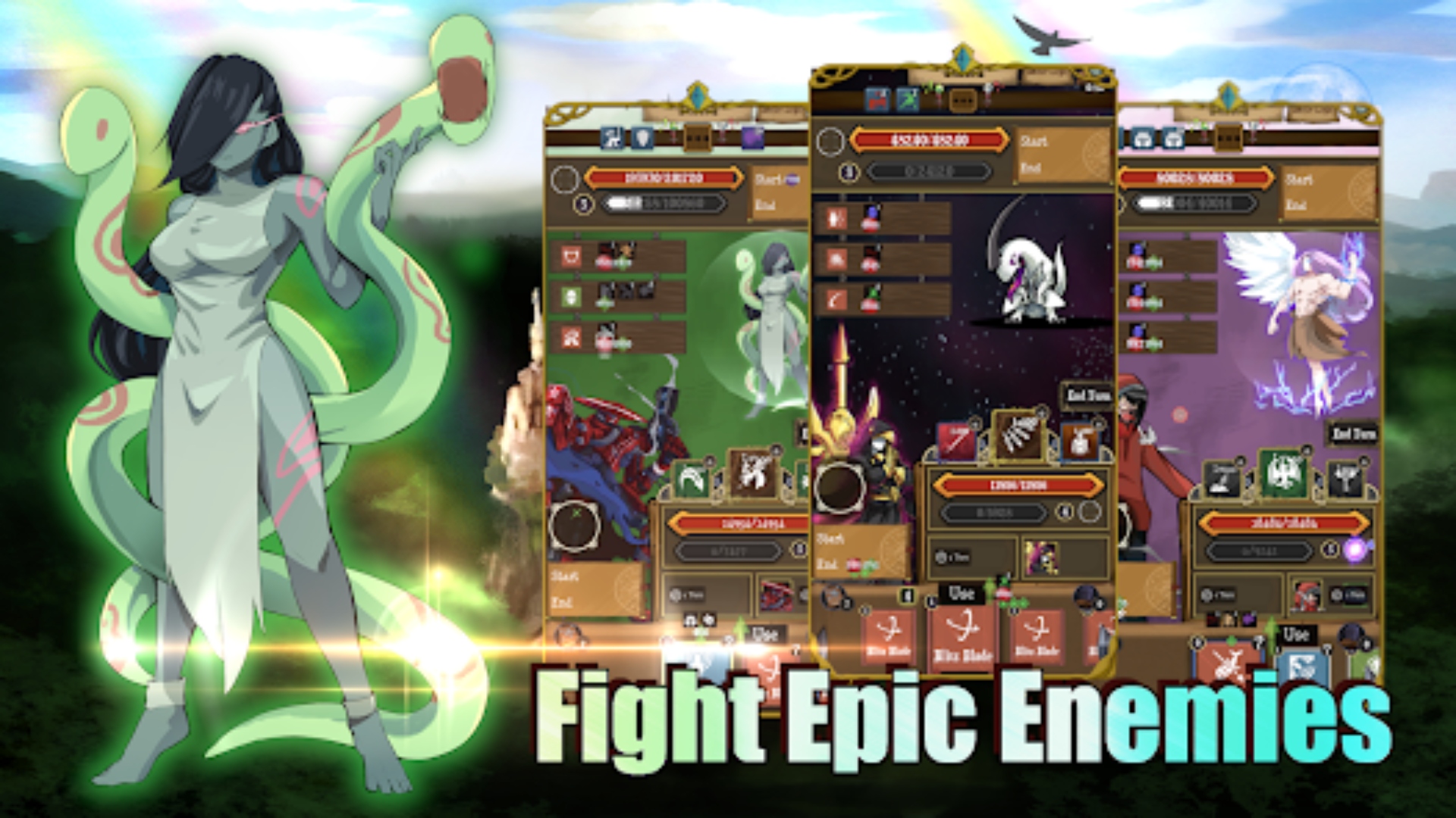 A screenshot of battles and a character from Jobmania.