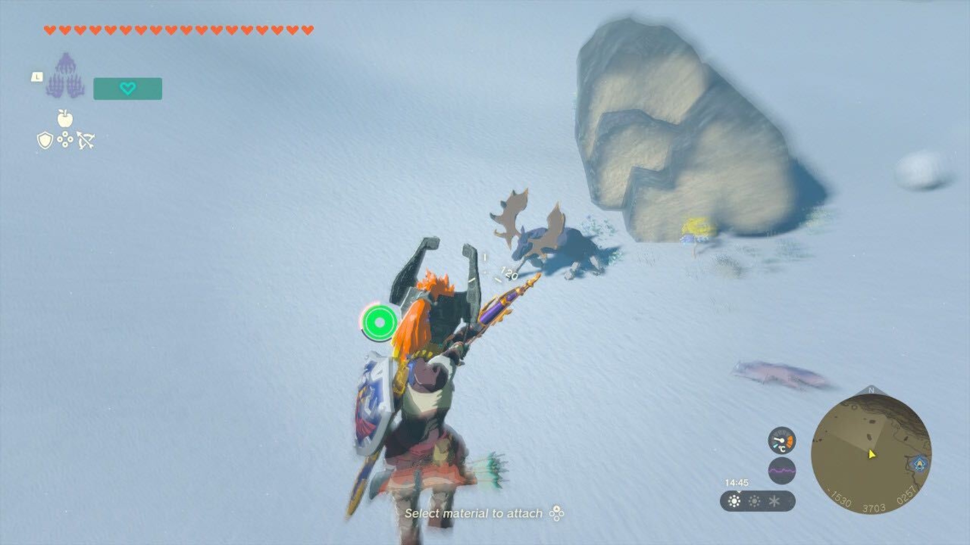 Link hunting a moose to get  Gourmet Meat in Tears of the Kingdom.
