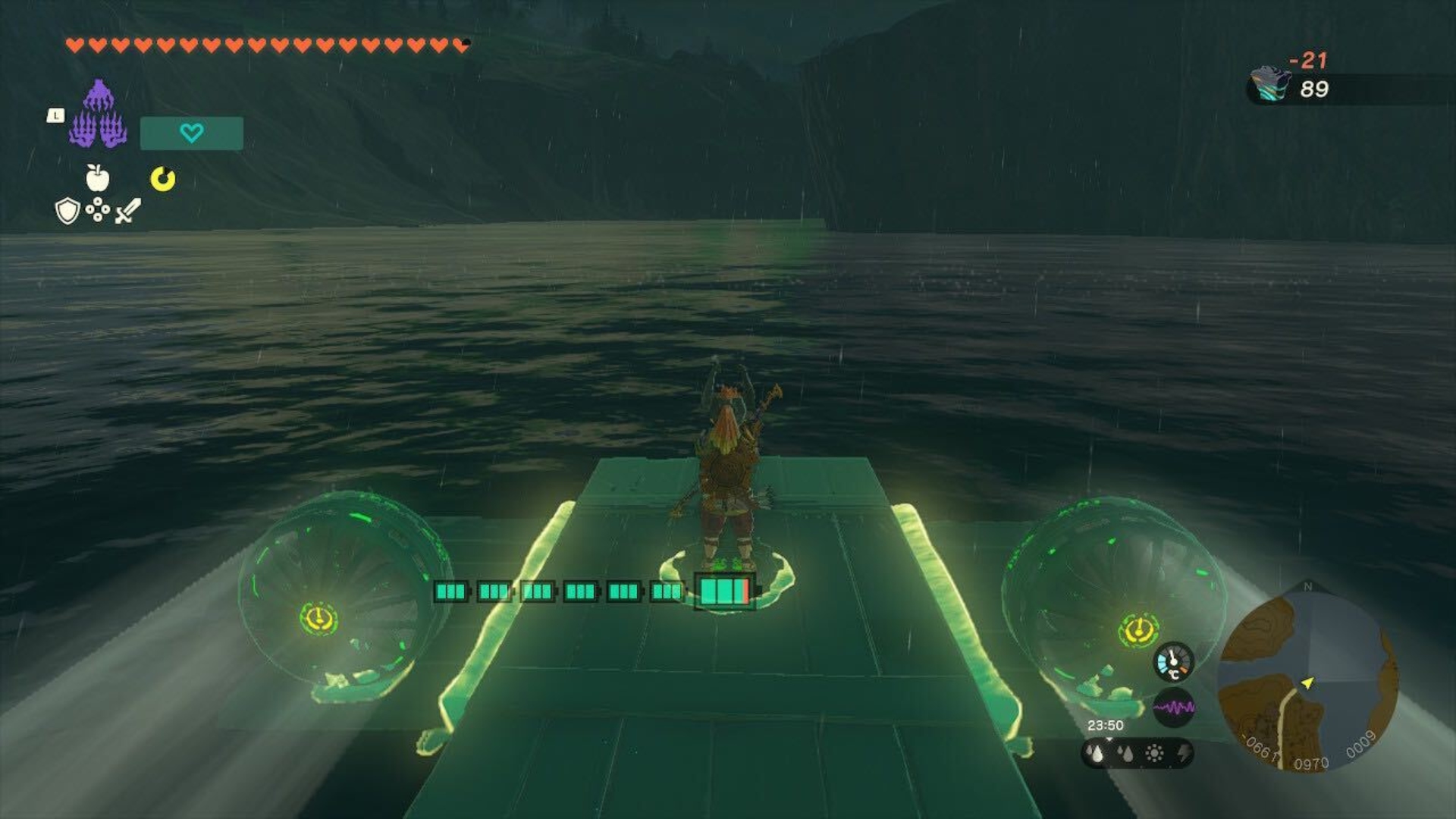 Link steering a boat towards Hyrule Castle to get the Hylian Shield in Tears of the Kingdom.