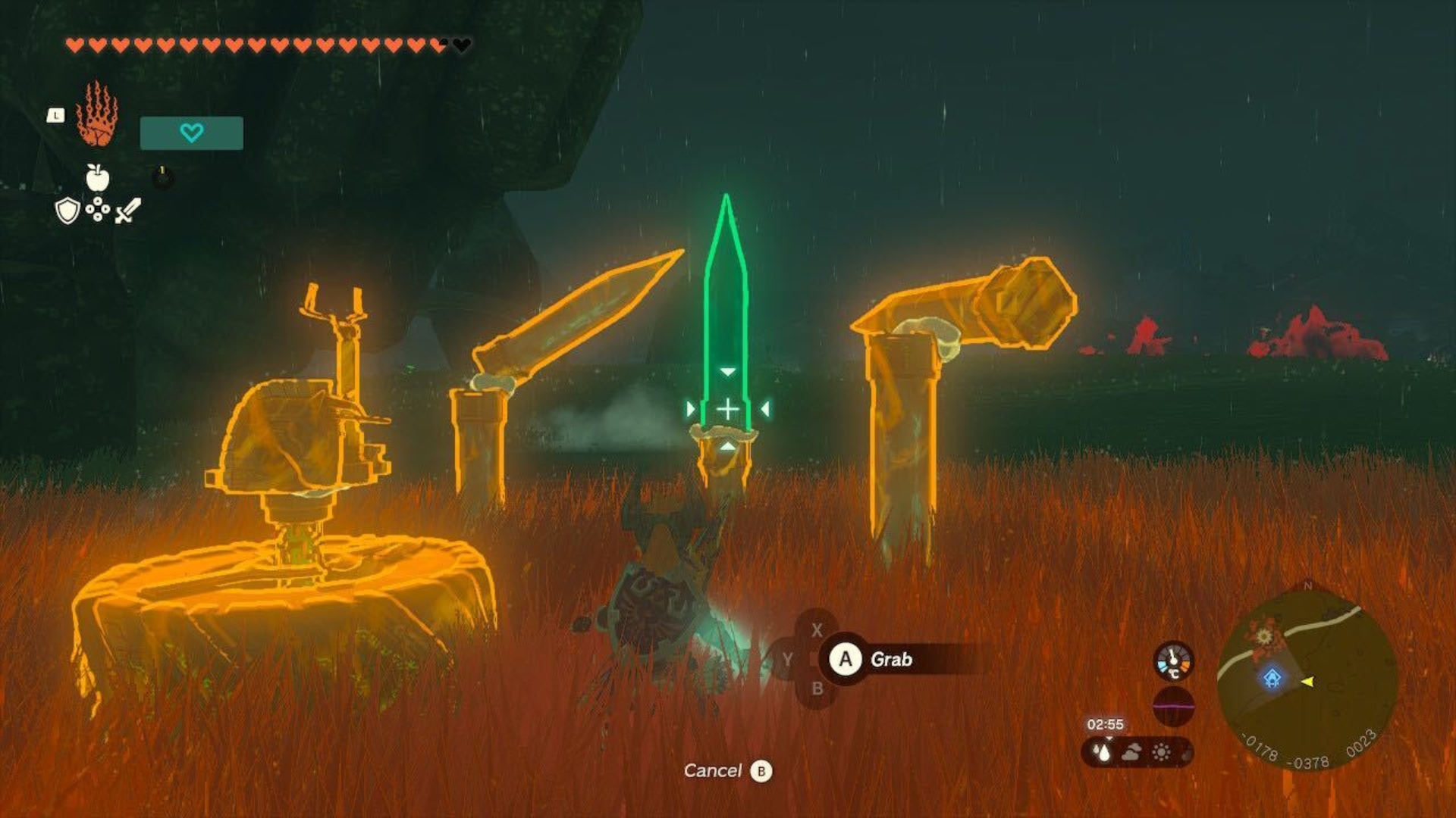 Link placing Stakes in the ground to make music in Tears of the Kingdom