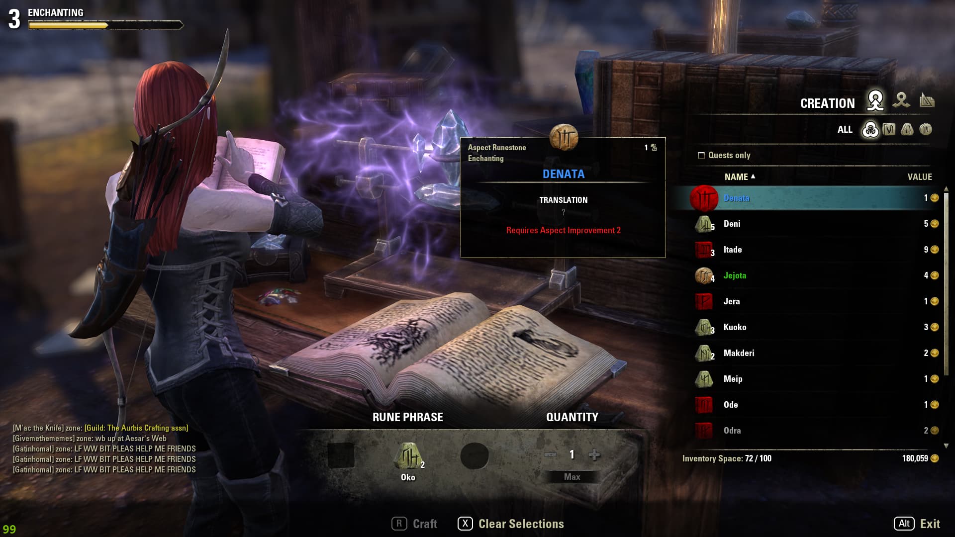 using an enchantment table in ESO
