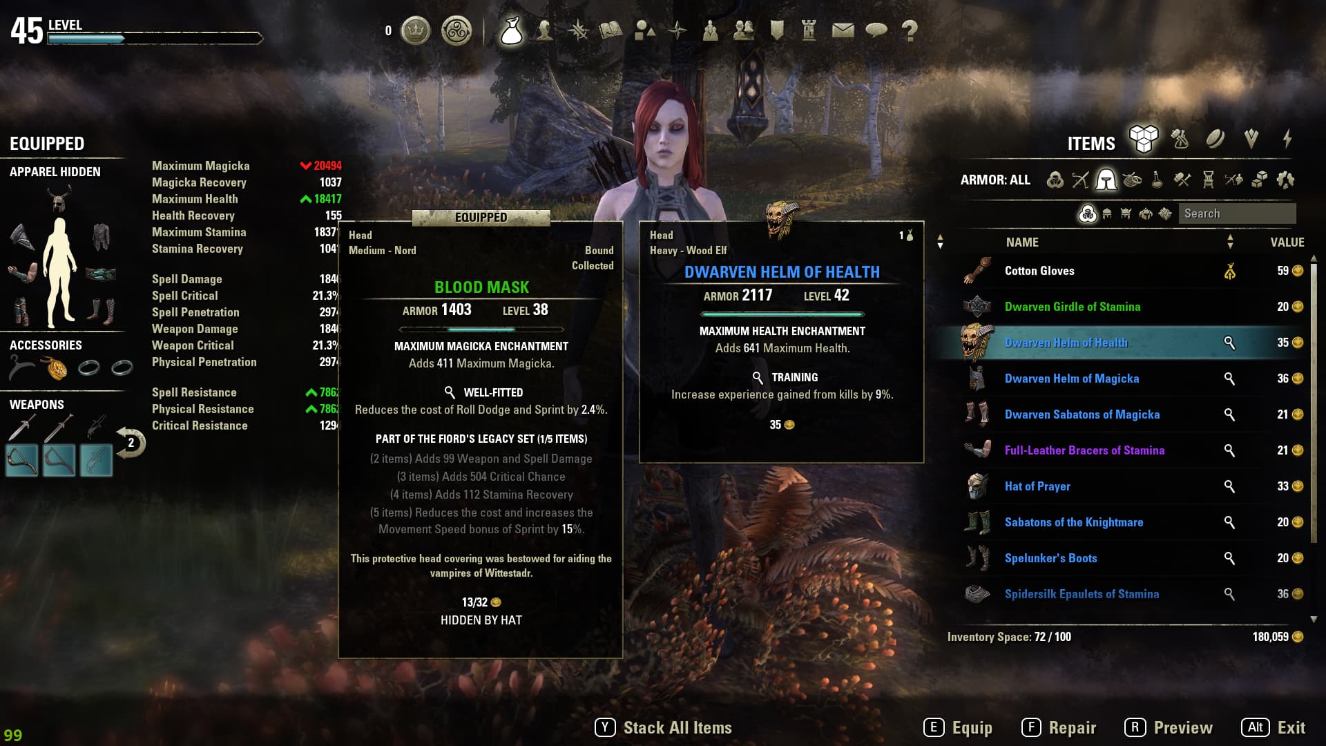 glyph of health in the ESO inventory