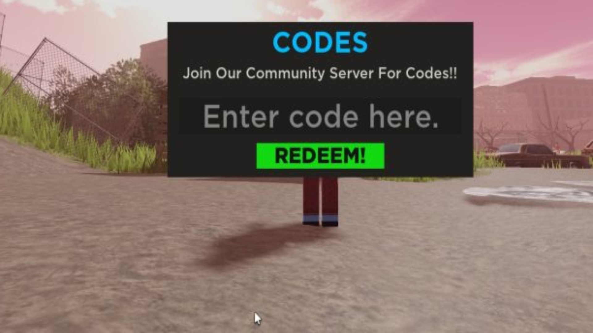 Redeeming Only Up Blox codes in the game.