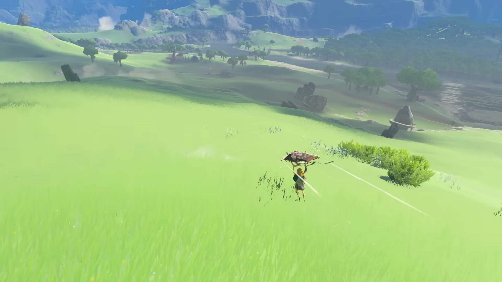 Link paragliding in Zelda: Tears of the Kingdom