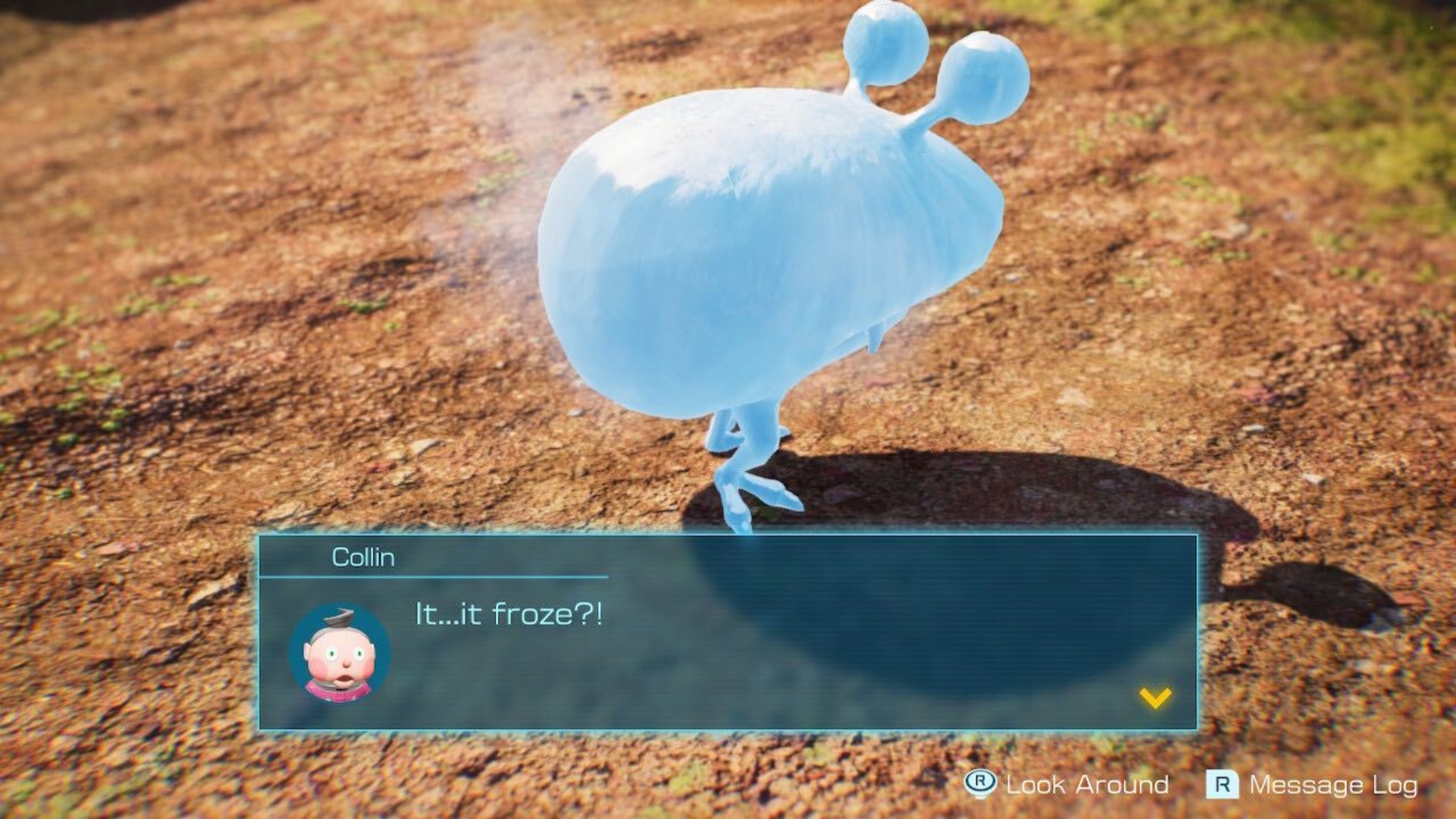 An enemy frozen by Ice Pikmin in Pikmin 4.