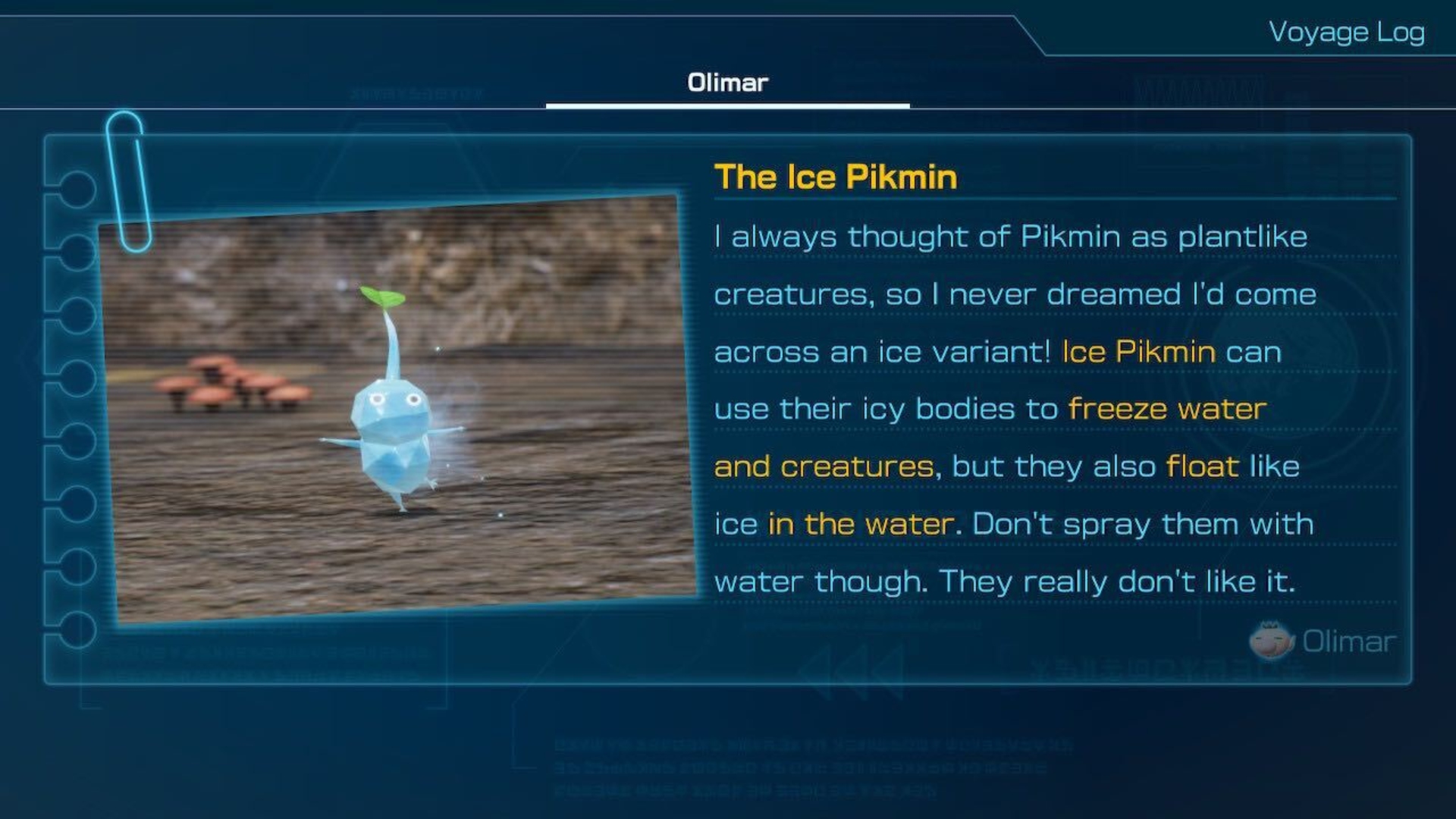 A description of Ice Pikmin from Pikmin 4.
