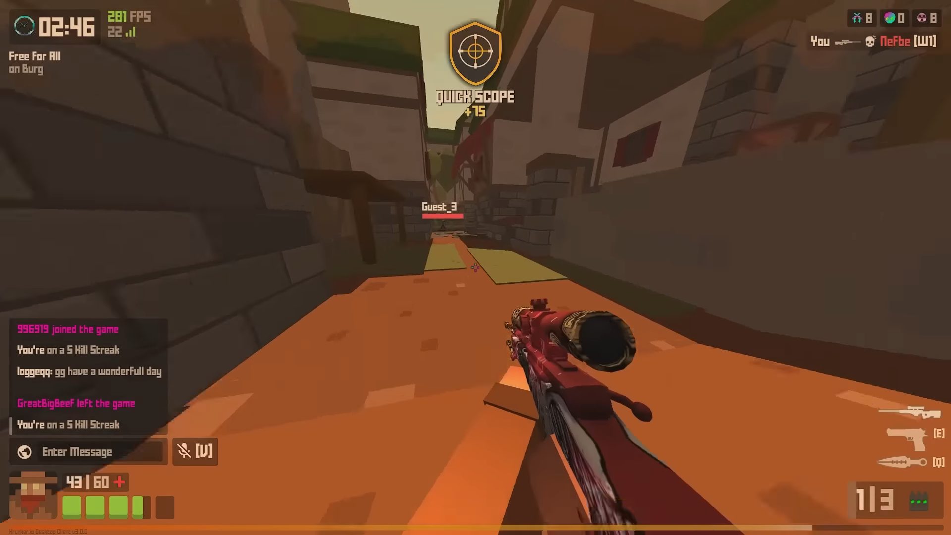 Pink sniper in Krunker