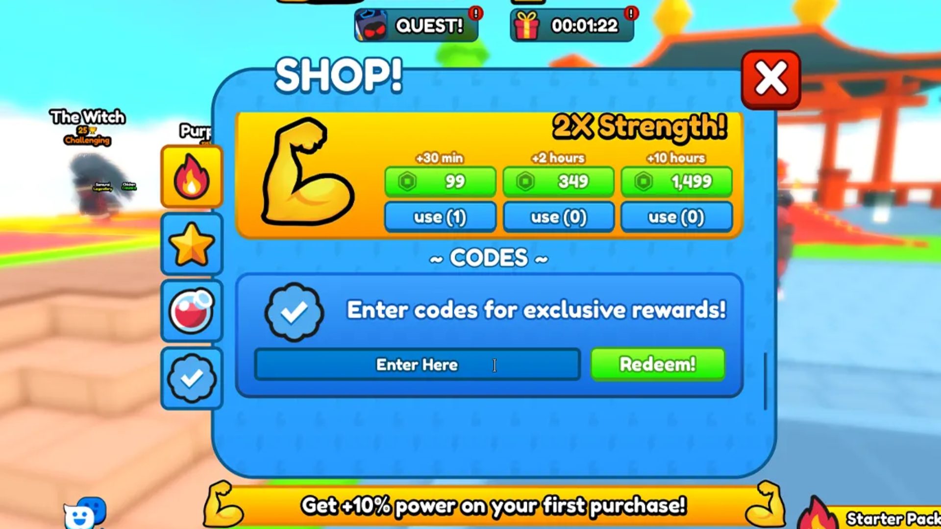 The interface for redeeming Push Simulator codes.