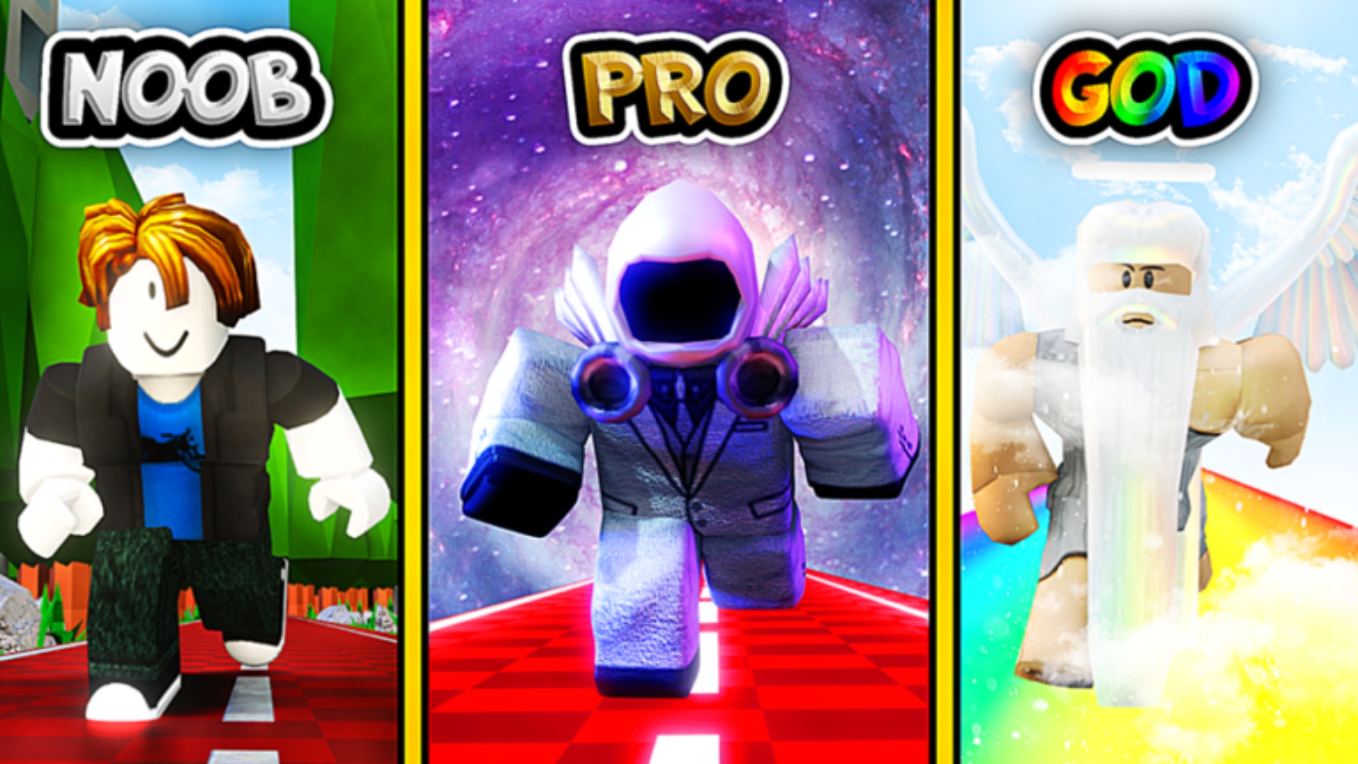 Different characters from Race Simulator on Roblox.