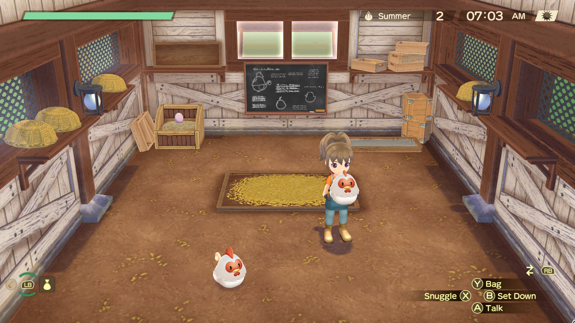 A player tending to chickens in Story of Seasons A Wonderful Life.