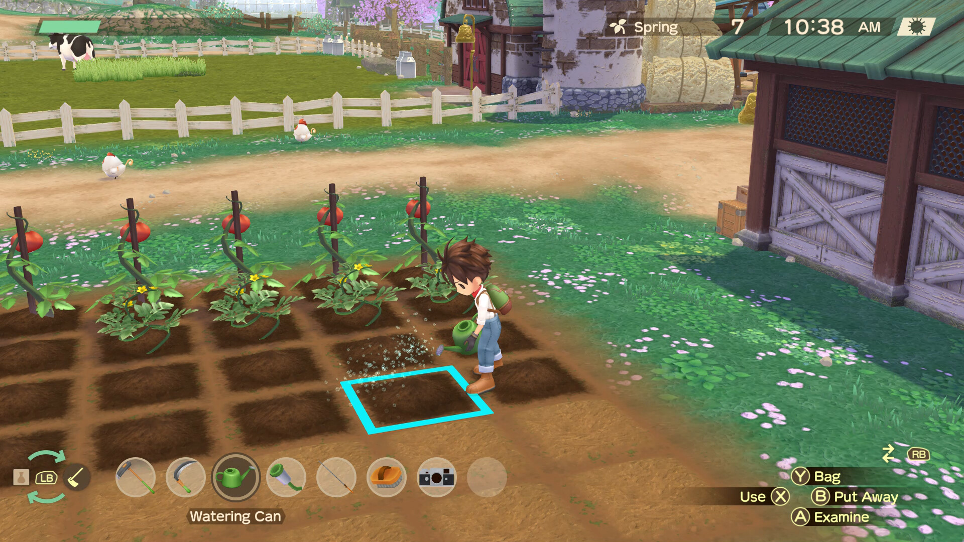 A farmer watering crops in Story of Seasons: A Wonderful Life