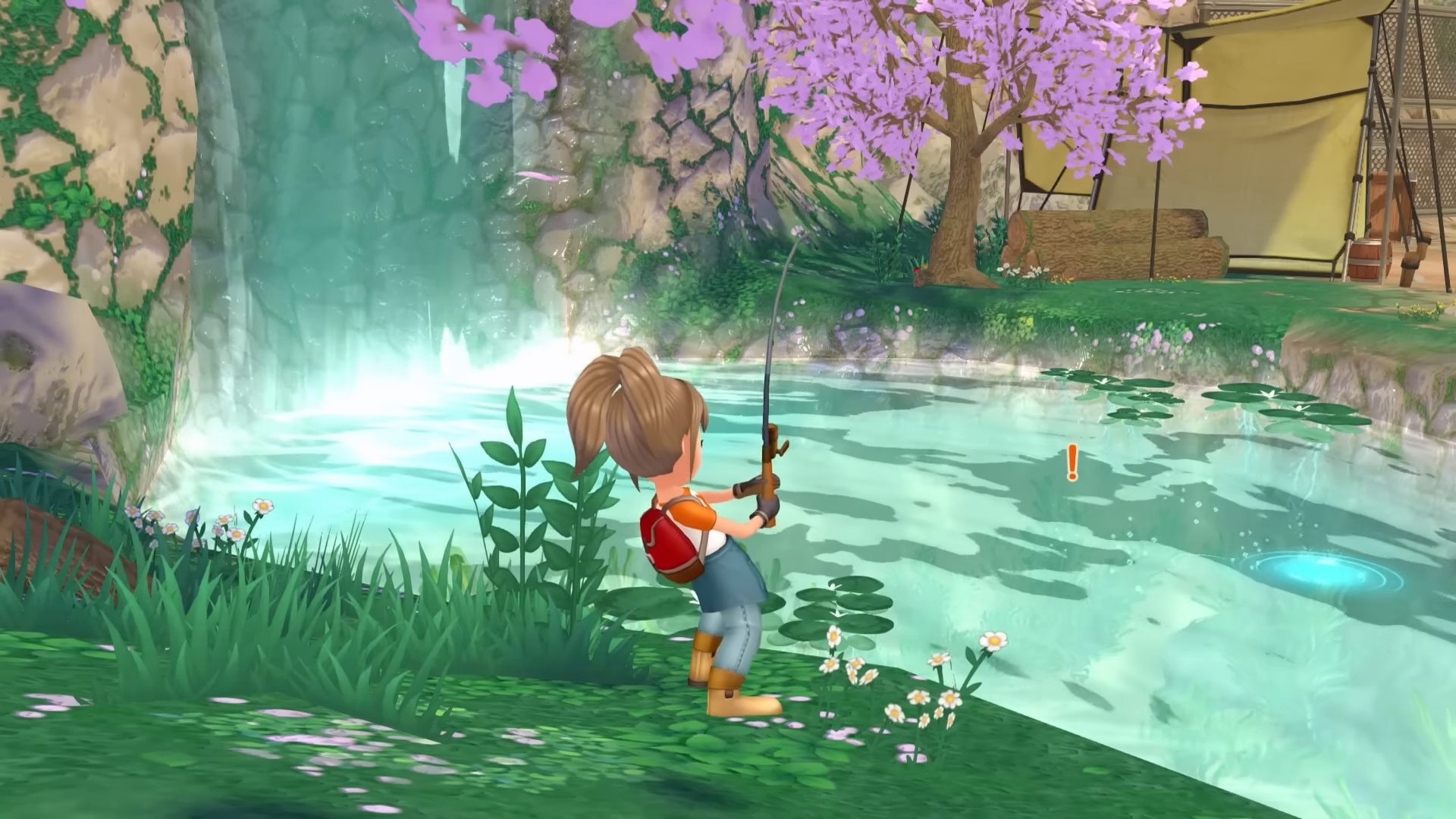 A player fishing in Story of Seasons A Wonderful Life.