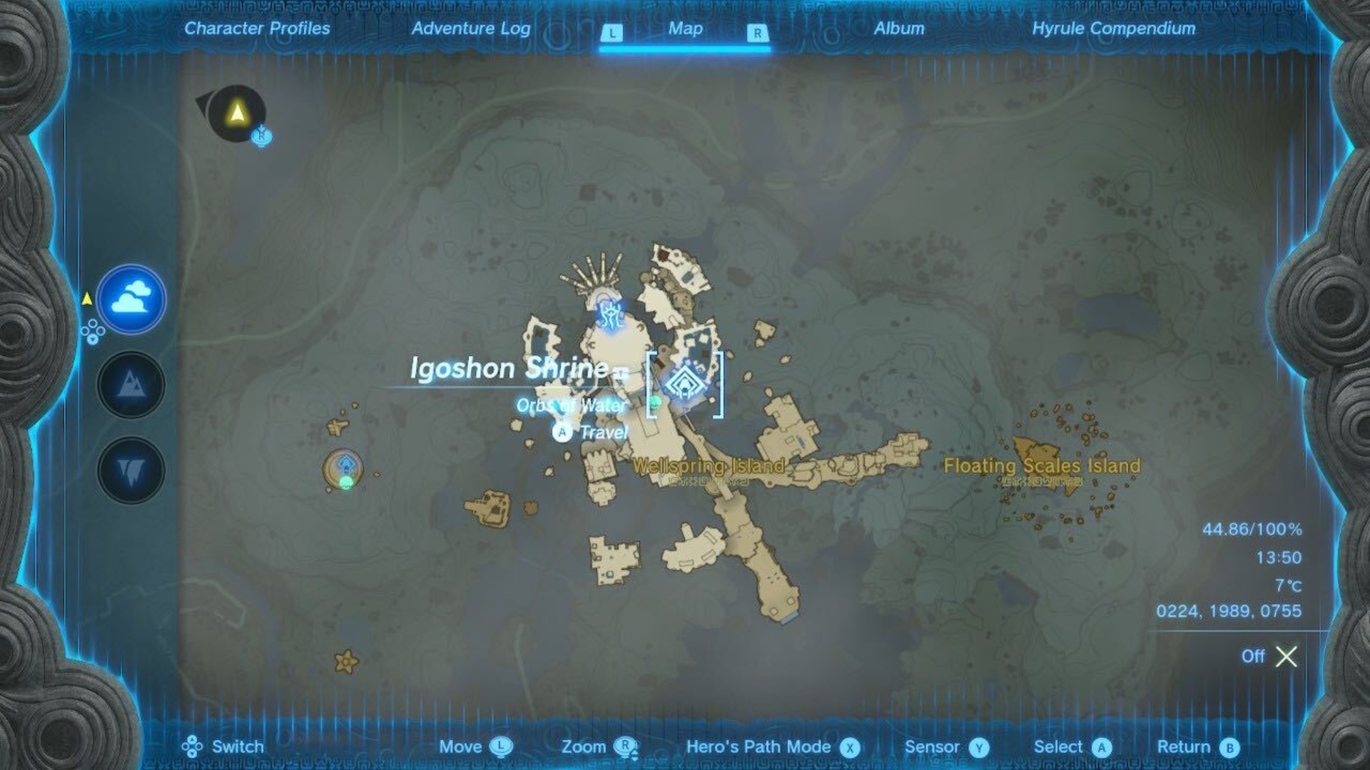 A map of the Igoshon Shrine in Tears of the Kingdom.