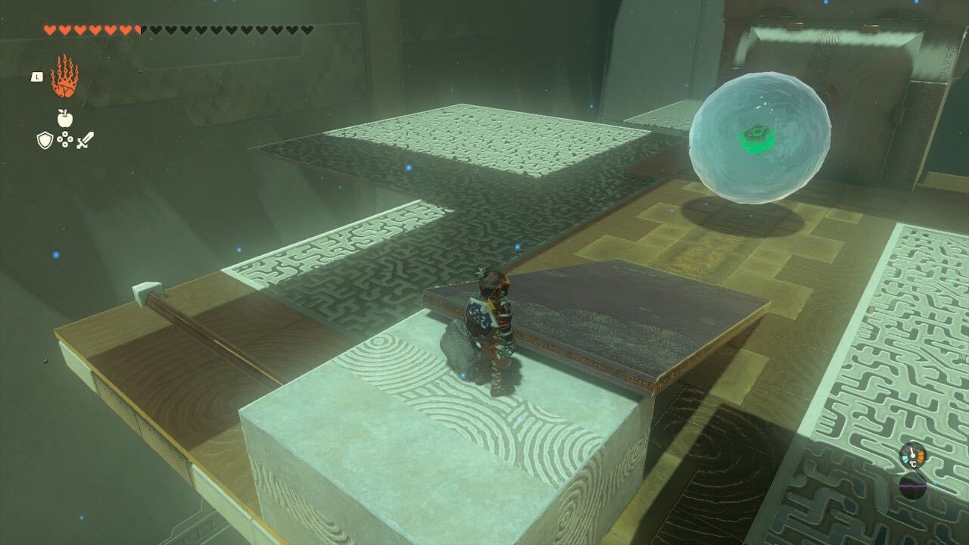A ramp for a water orb in the Igoshon Shrine in Tears of the Kingdom.