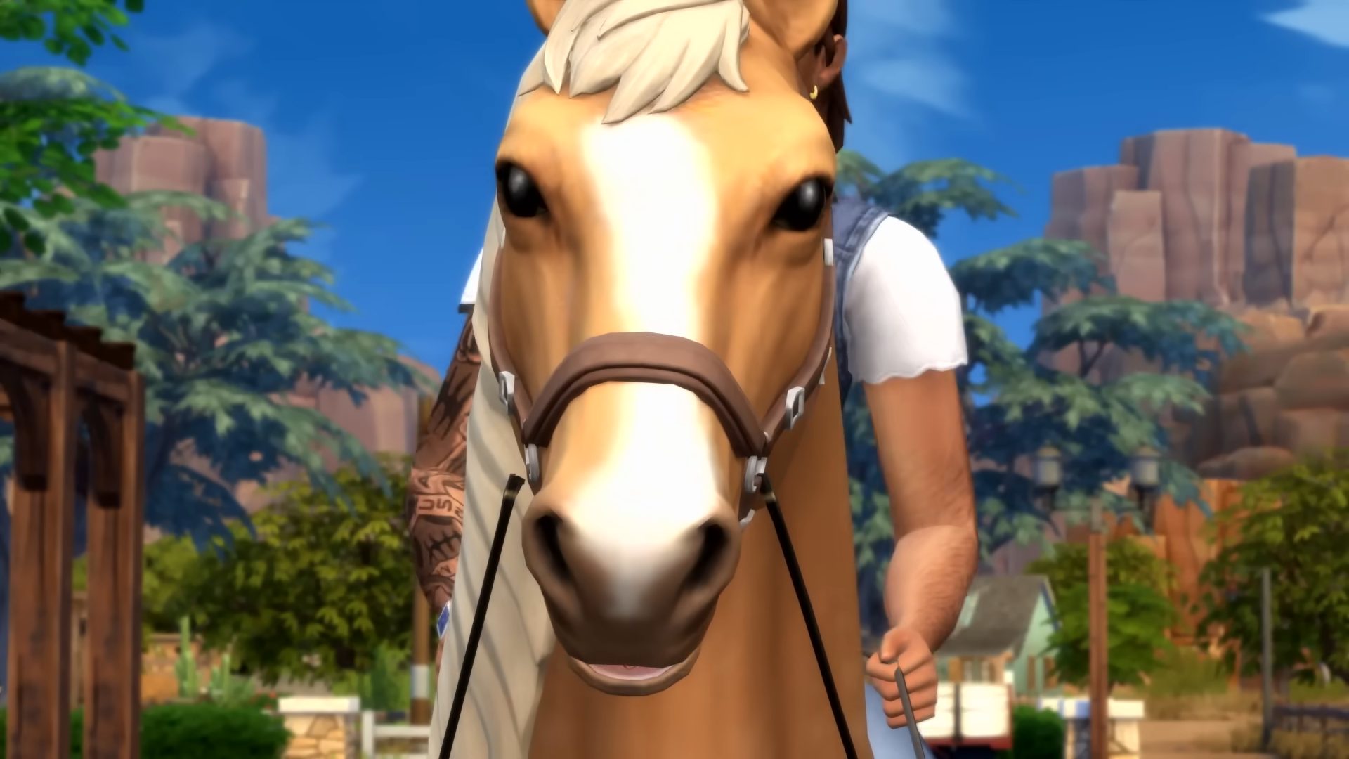 The Sims 4 Horse Ranch horse close-up