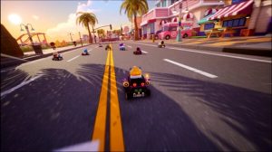 A kart racing in Kartrider Drift.