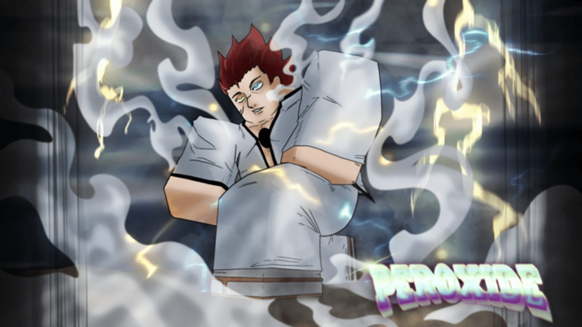 Peroxide Red haired character in smoke