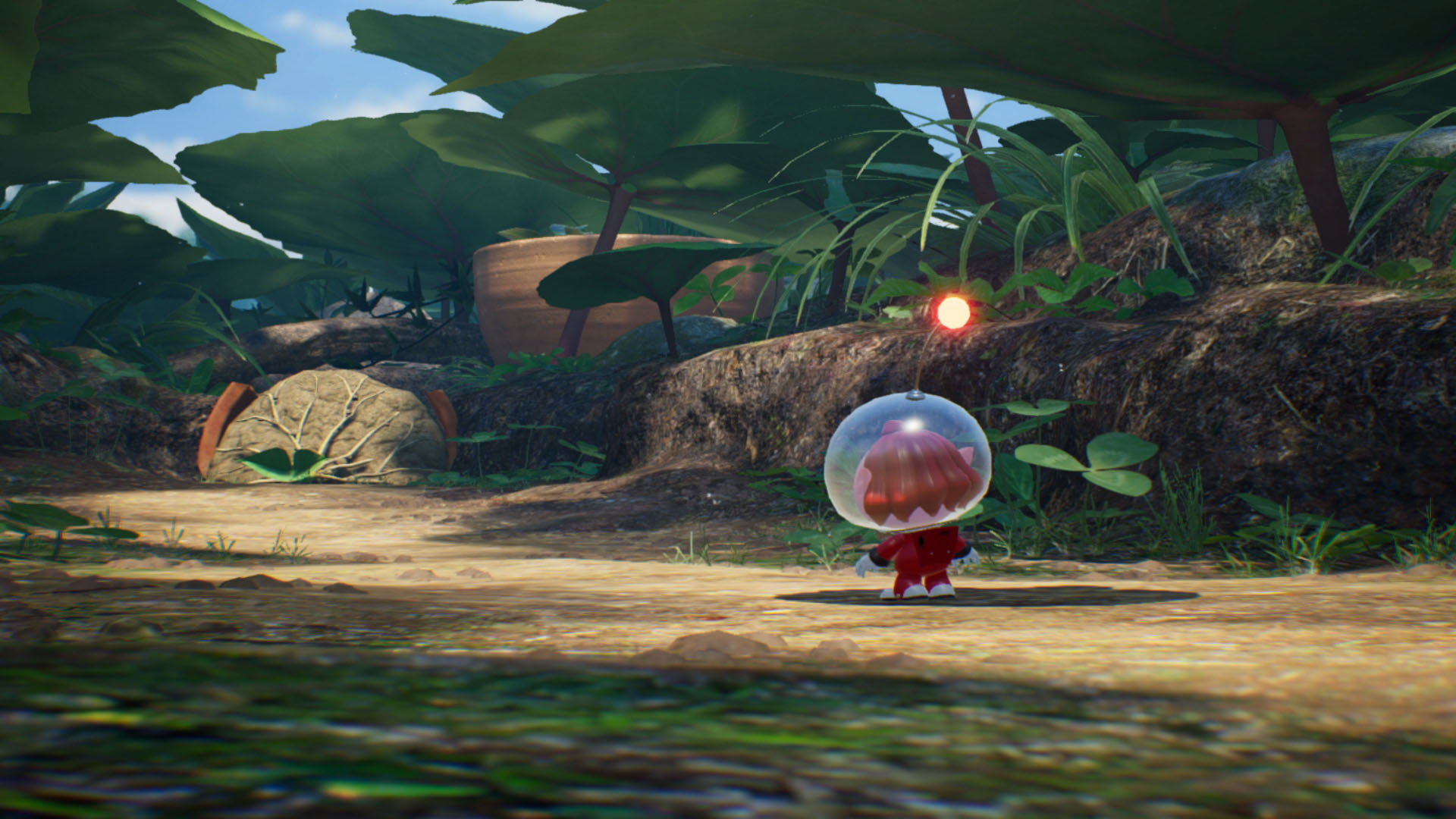 An explorer in the Pikmin 4 environment.