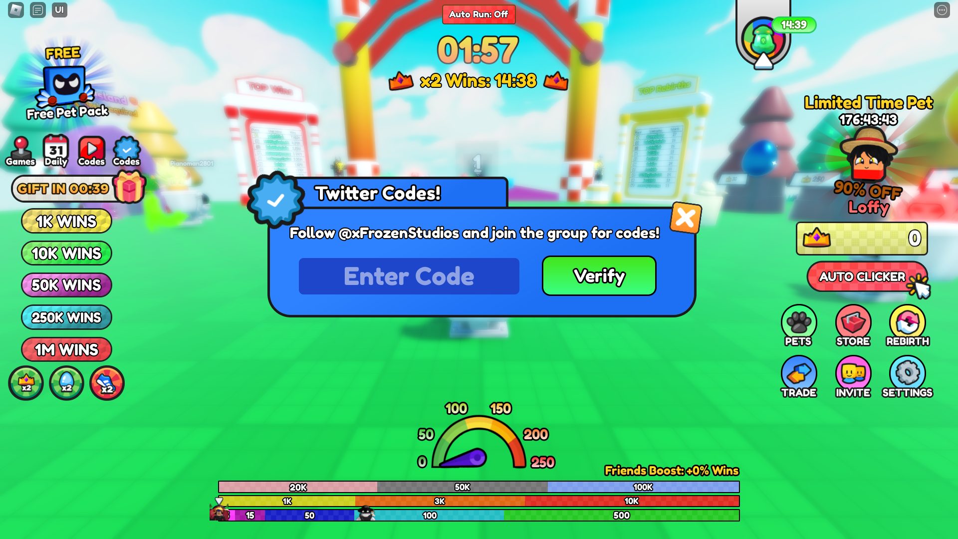 Skibi Toilets Race code redemption page in-game 