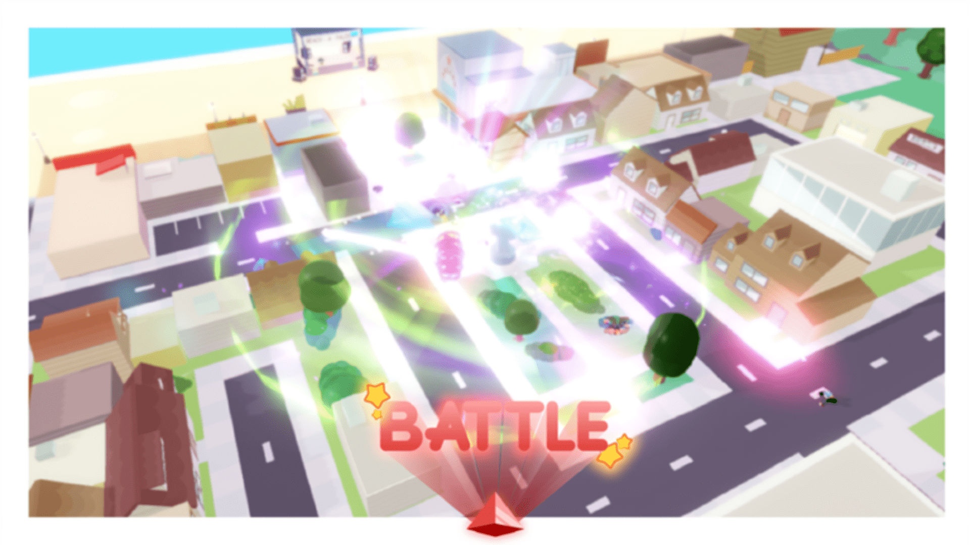 Steven Universe Galaxy Union battles taking place in the town